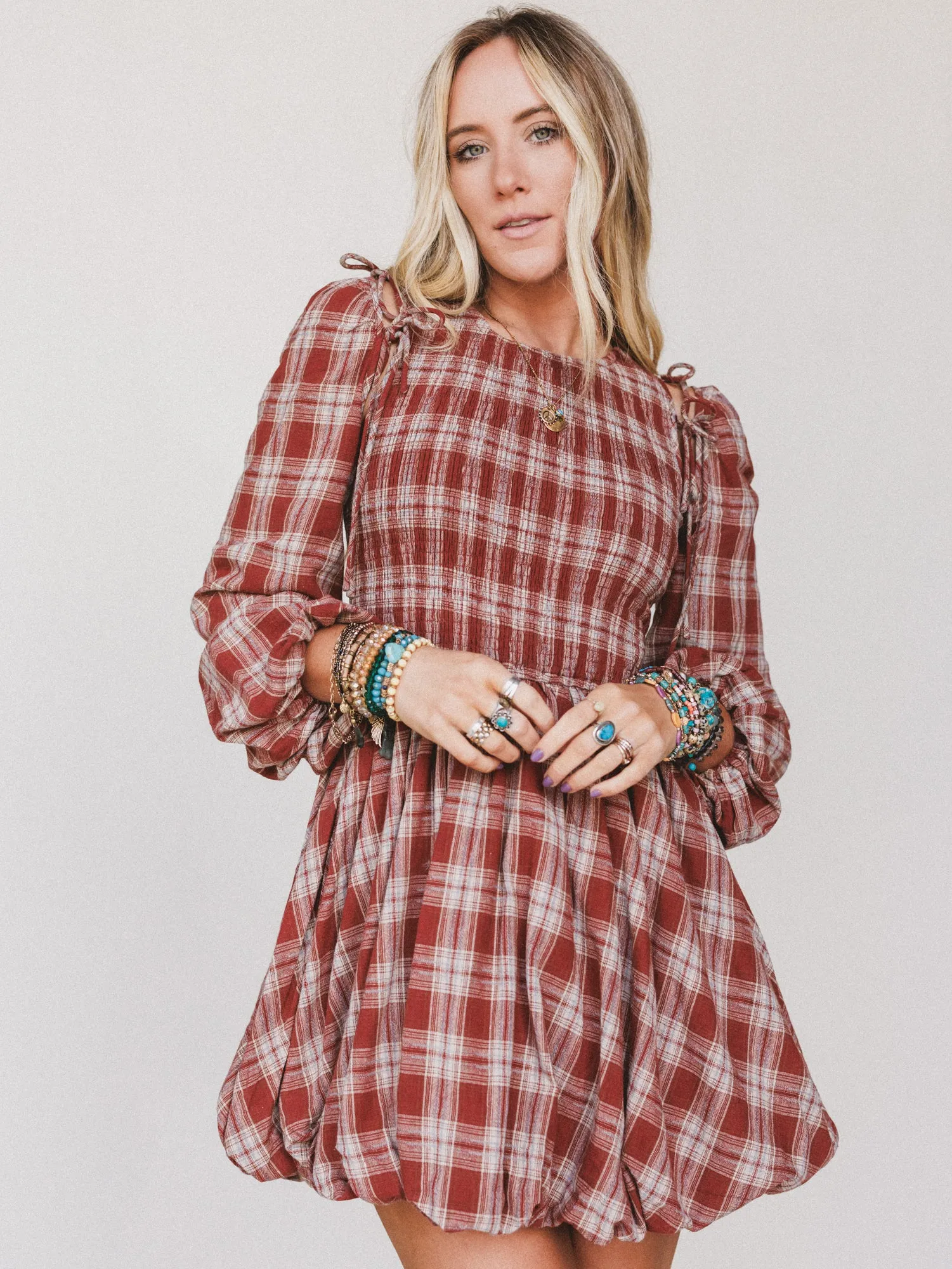 Sunset Rust Plaid Dress - Red sold by Three Bird Nest product image thumbnail 4