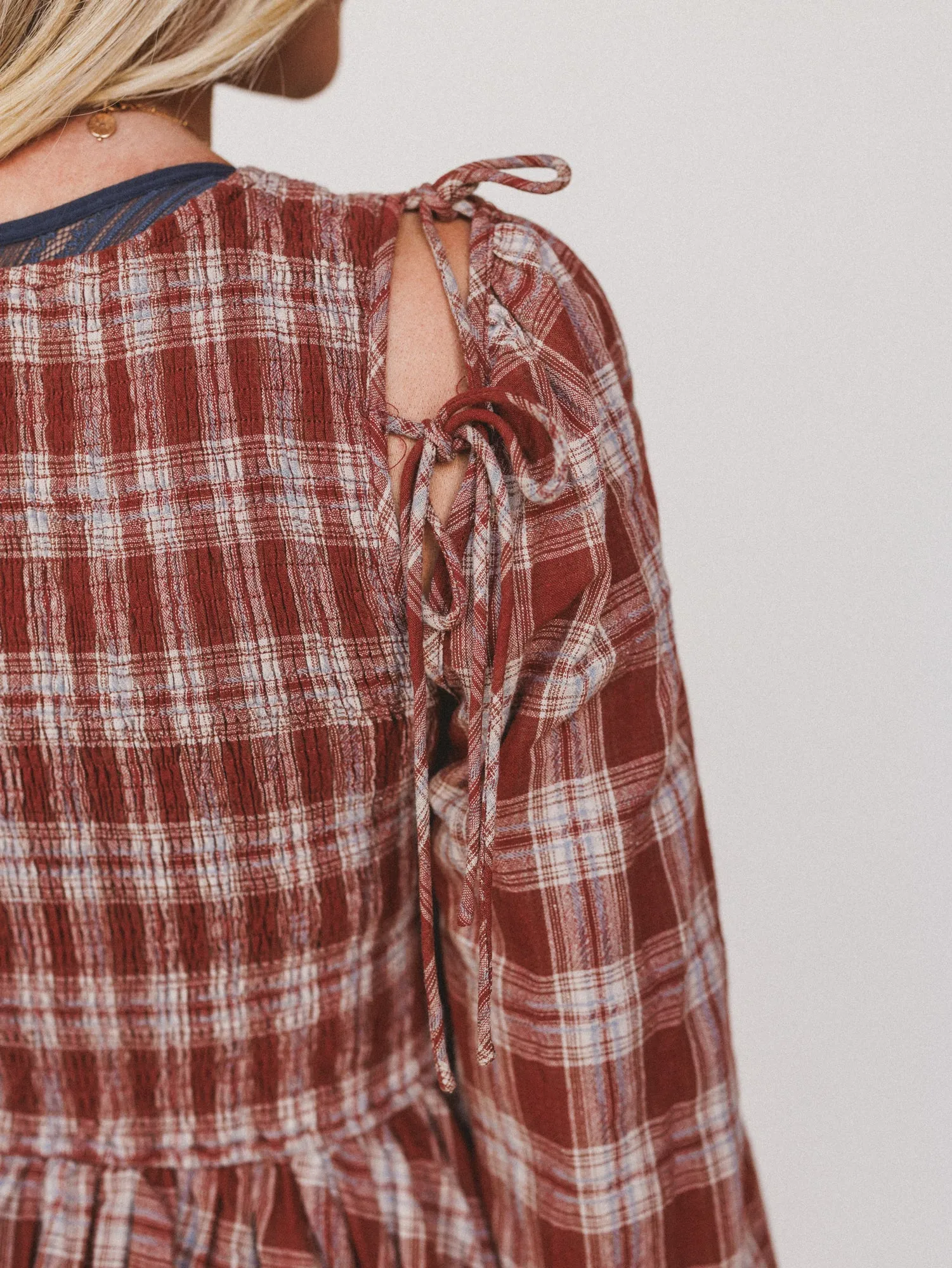 Sunset Rust Plaid Dress - Red sold by Three Bird Nest product image thumbnail 3