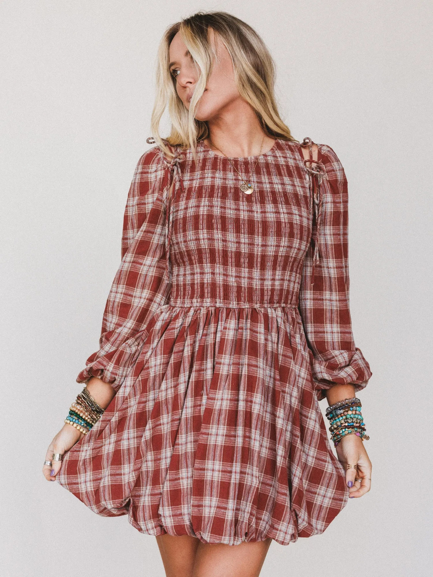 Sunset Rust Plaid Dress - Red sold by Three Bird Nest product image thumbnail 2