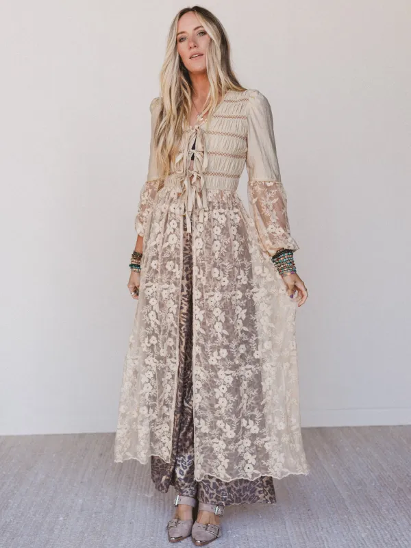Untamed Muse Long Sleeve Duster - Taupe made by Listicle