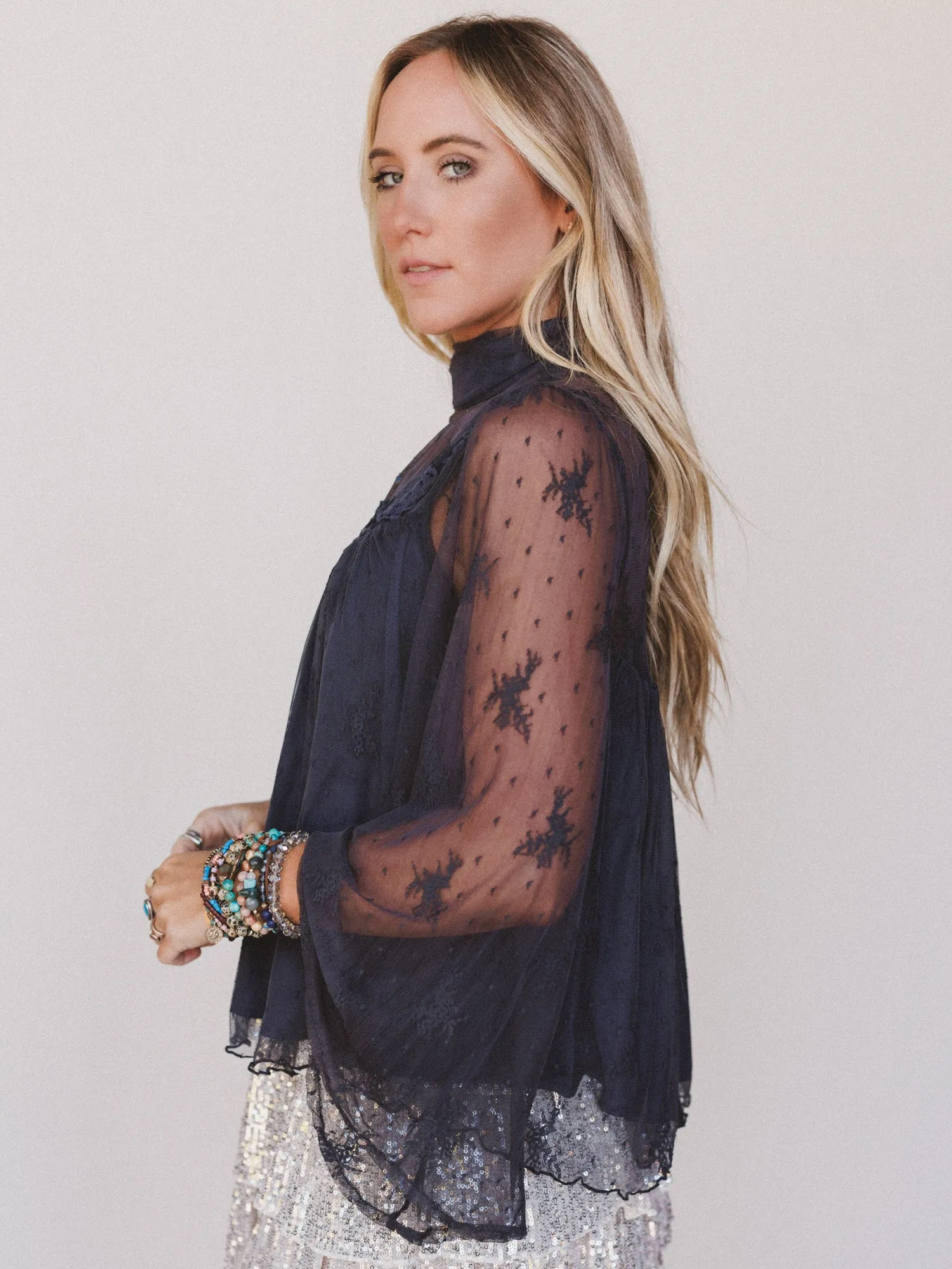 Lace Horizon Top - Navy sold by Three Bird Nest product image thumbnail 2