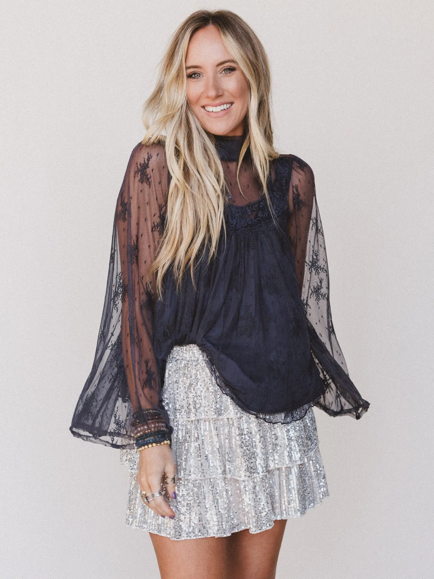 Lace Horizon Top - Navy sold by Three Bird Nest product image thumbnail 5