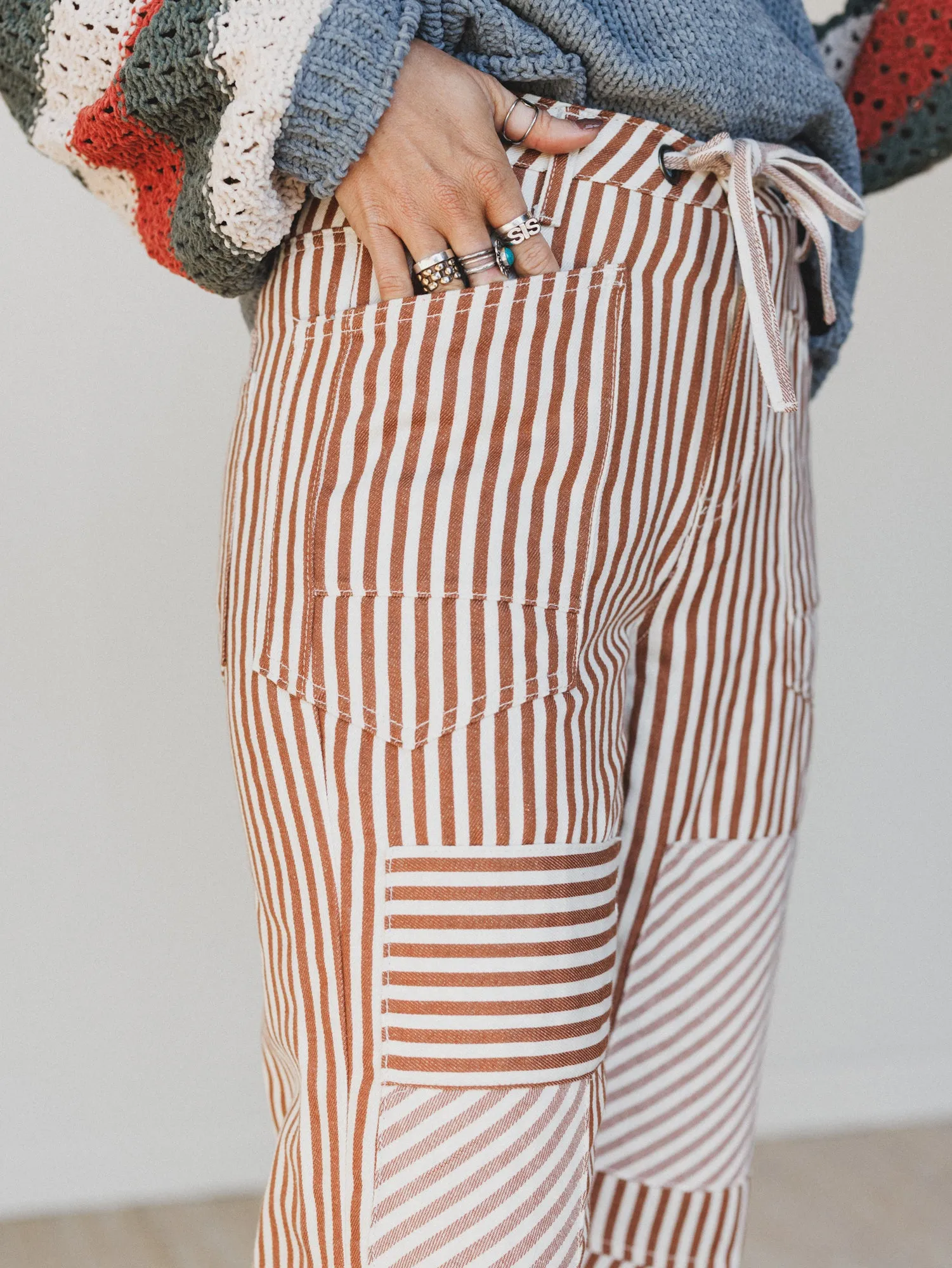 Desert Sun Striped Pants - Mocha sold by Three Bird Nest product image thumbnail 3