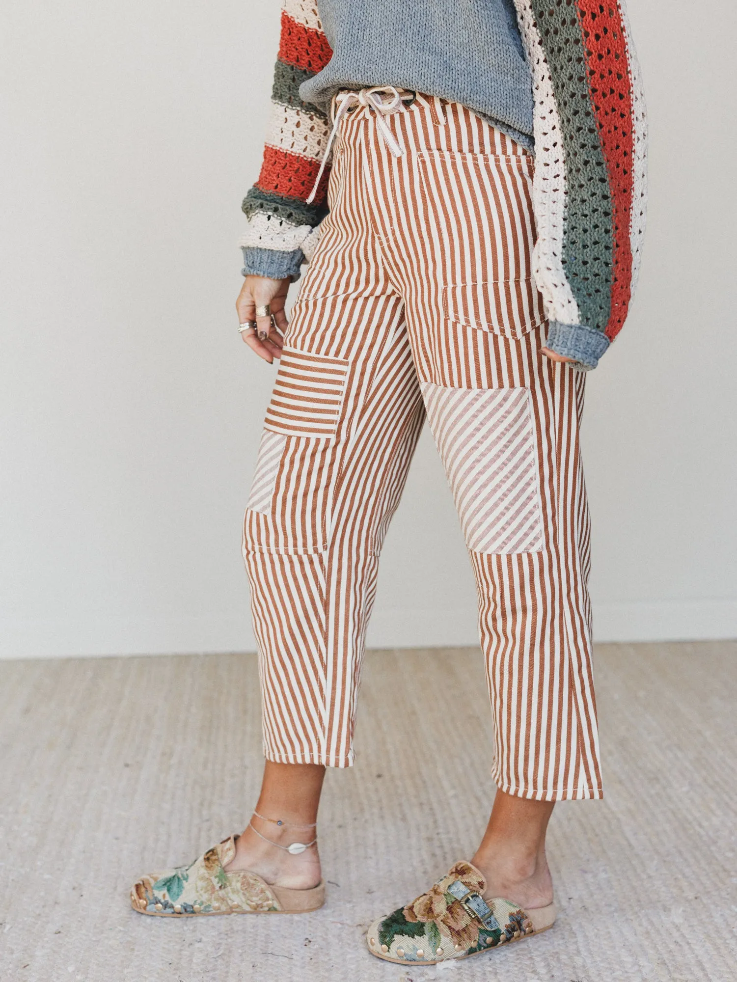 Desert Sun Striped Pants - Mocha sold by Three Bird Nest product image thumbnail 5