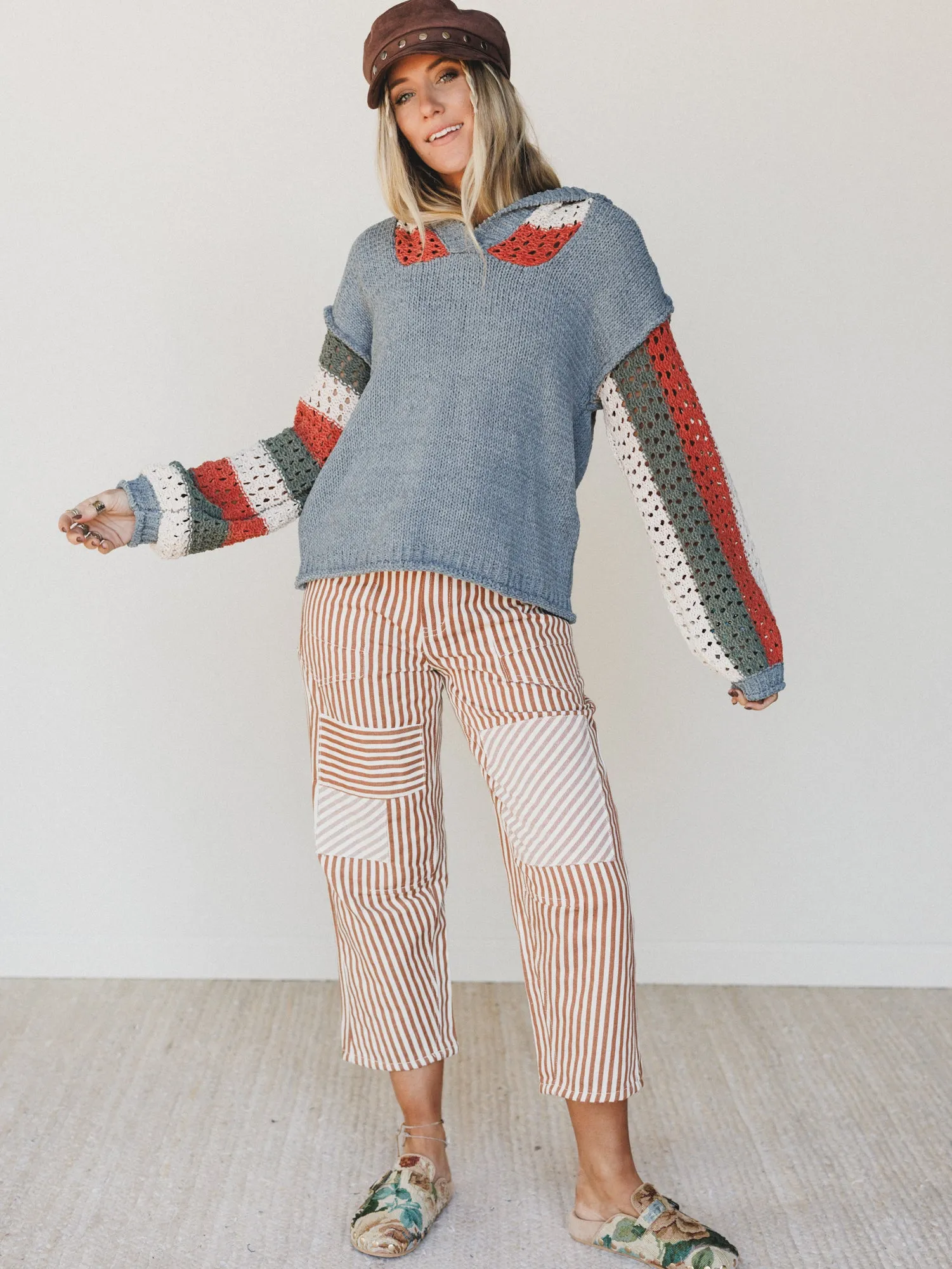 Desert Sun Striped Pants - Mocha sold by Three Bird Nest product image thumbnail 4
