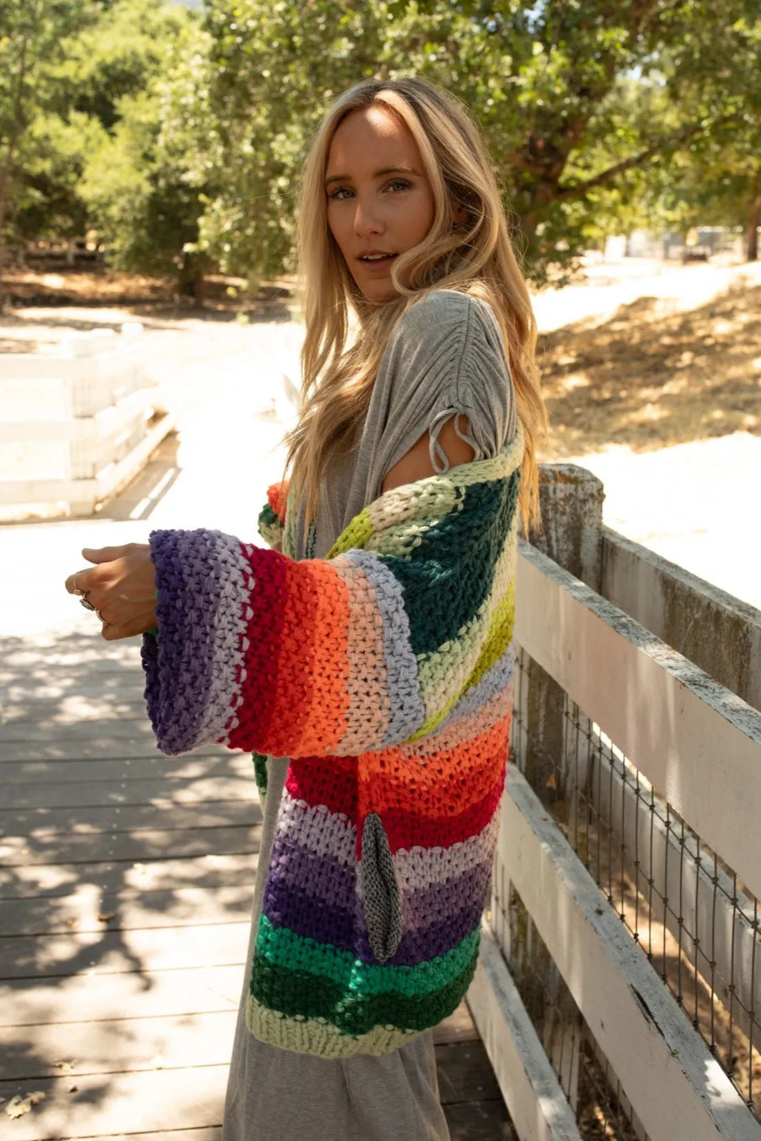 Wrapped up in Color Knit Cardigan - Green Multi sold by Three Bird Nest product image thumbnail 5