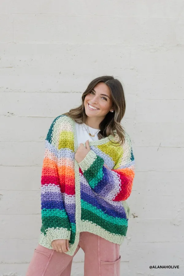 Wrapped up in Color Knit Cardigan - Green Multi sold by Three Bird Nest