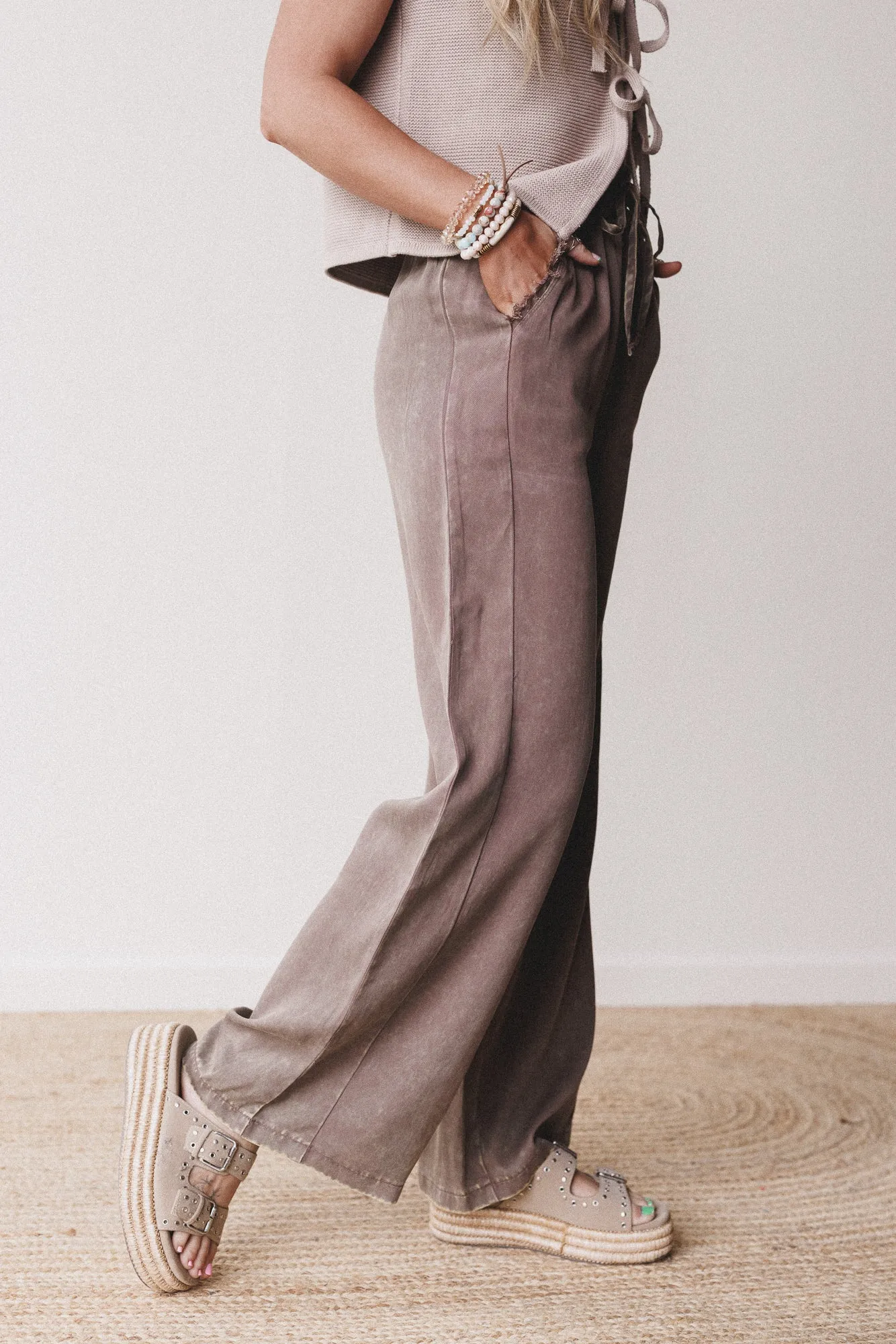 Out And About Drawstring Pants - Mocha sold by Three Bird Nest product image thumbnail 2