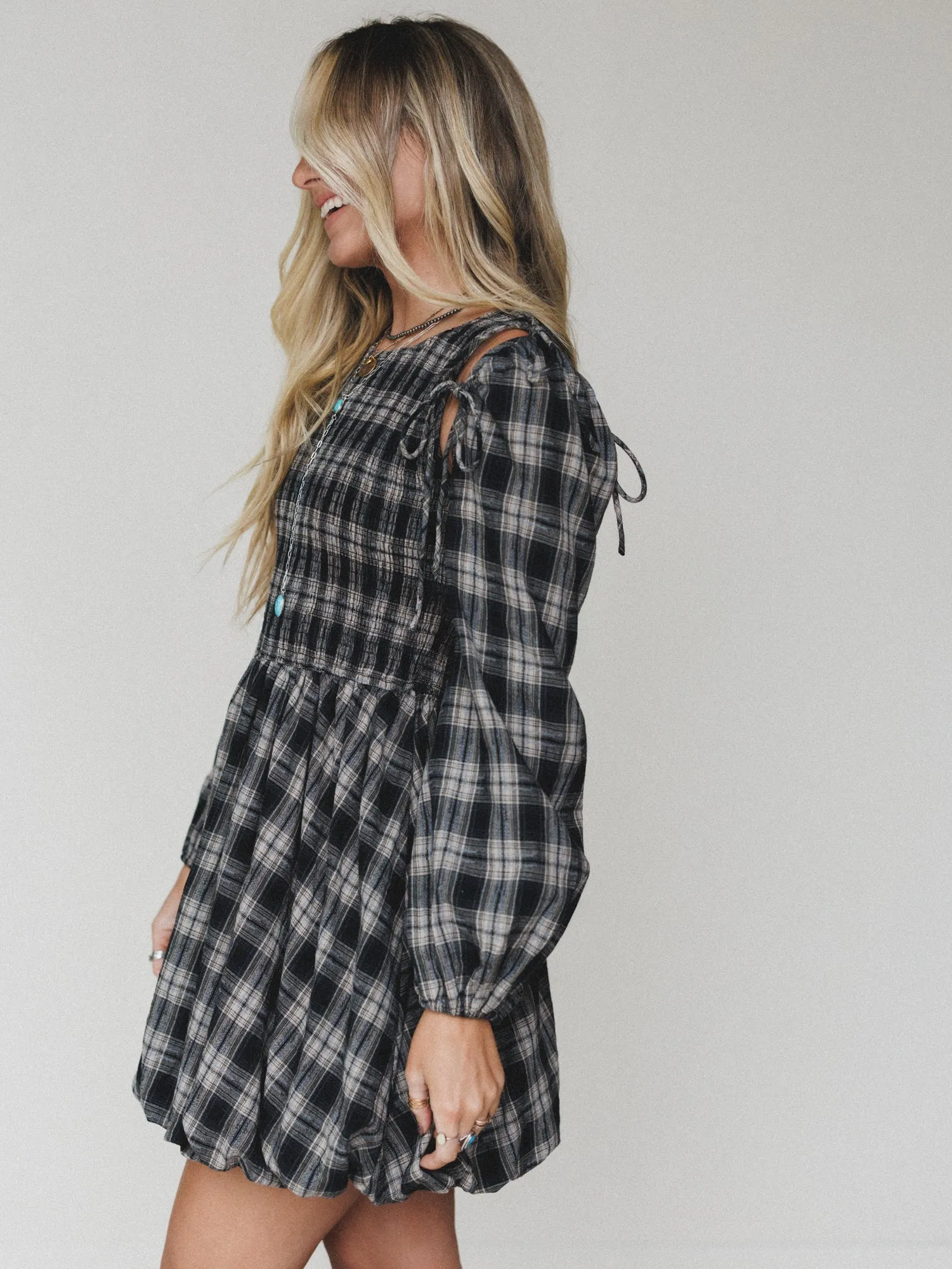 Sunset Rust Plaid Dress - Black sold by Three Bird Nest product image thumbnail 4
