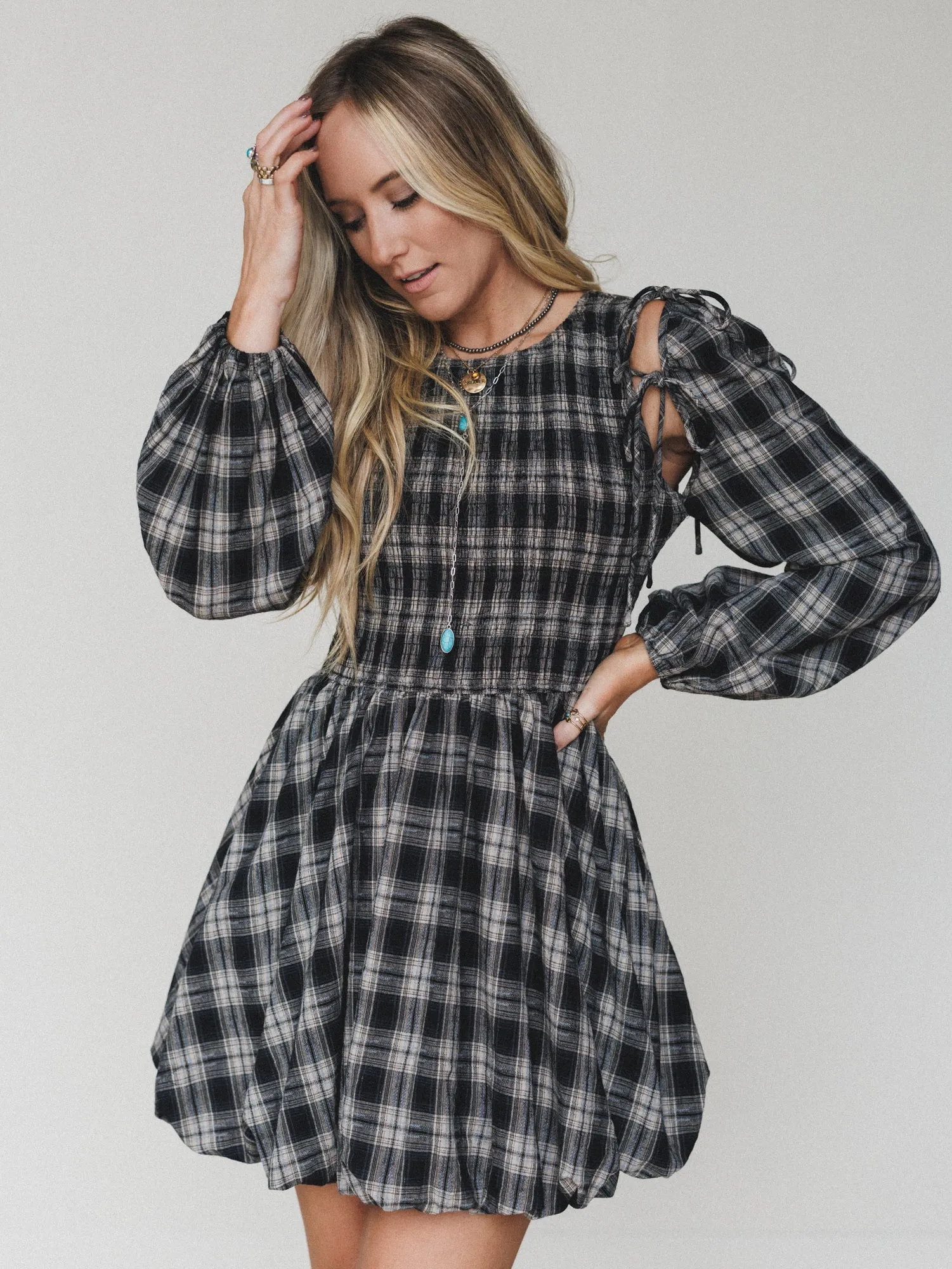 Sunset Rust Plaid Dress - Black sold by Three Bird Nest product image thumbnail 2