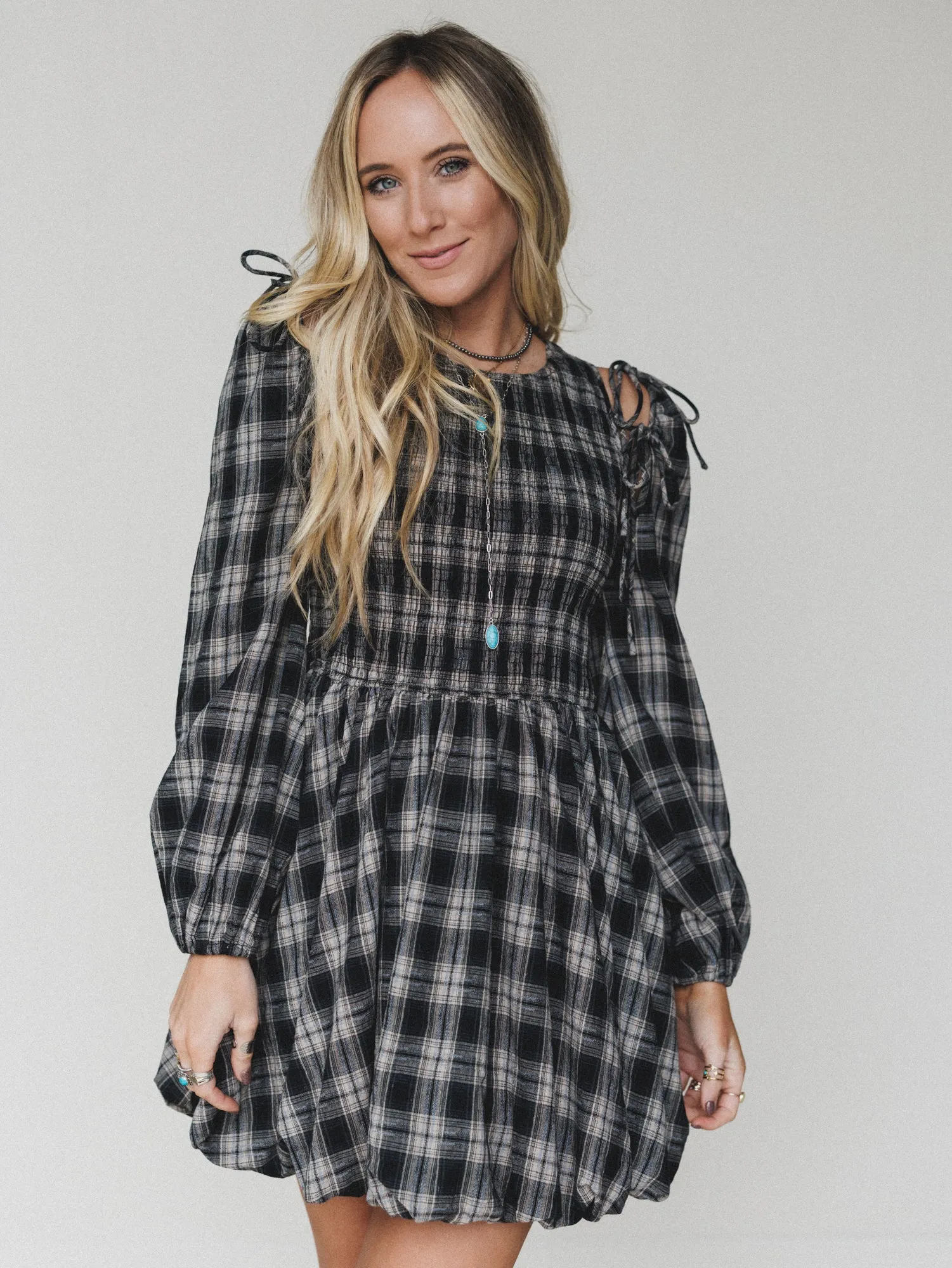 Sunset Rust Plaid Dress - Black sold by Three Bird Nest product image thumbnail 5