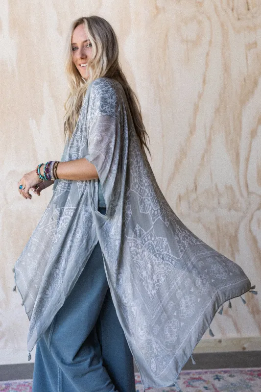 Mandala Tassel Kimono - Olive sold by Three Bird Nest