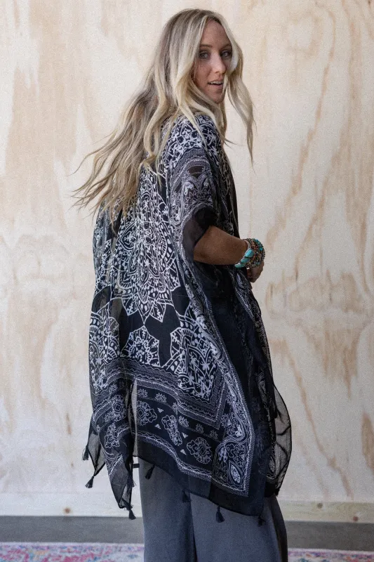 Mandala Tassel Kimono - Black sold by Three Bird Nest