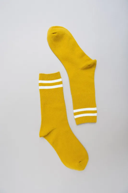 Sleepaway Style Retro Stripe Socks - Mustard sold by Three Bird Nest