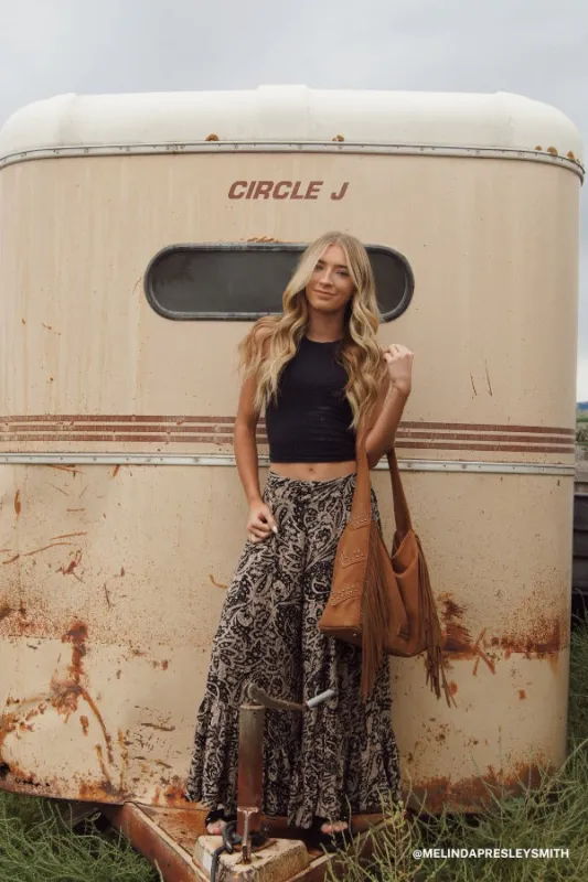 Paisley Dream Ruffled Pants - Black sold by Three Bird Nest