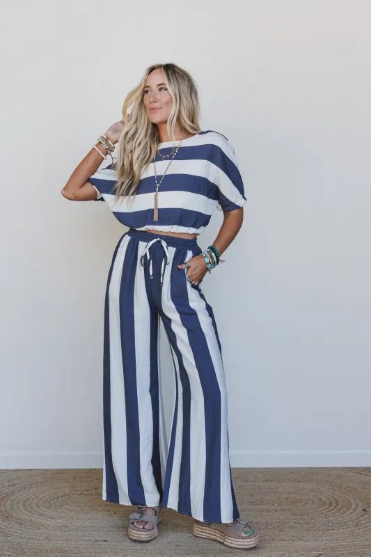 Nautical Wide Stripe 2 Piece Bundle - Navy Multi sold by Three Bird Nest