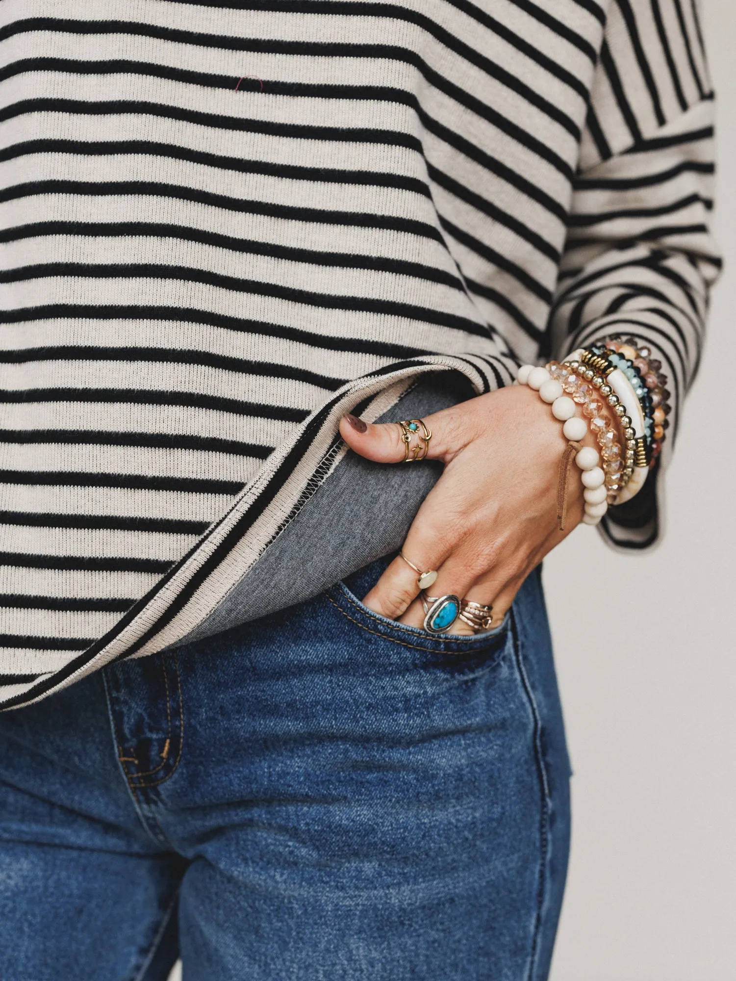 Brunch Club Striped Top - Taupe Multi sold by Three Bird Nest product image thumbnail 4