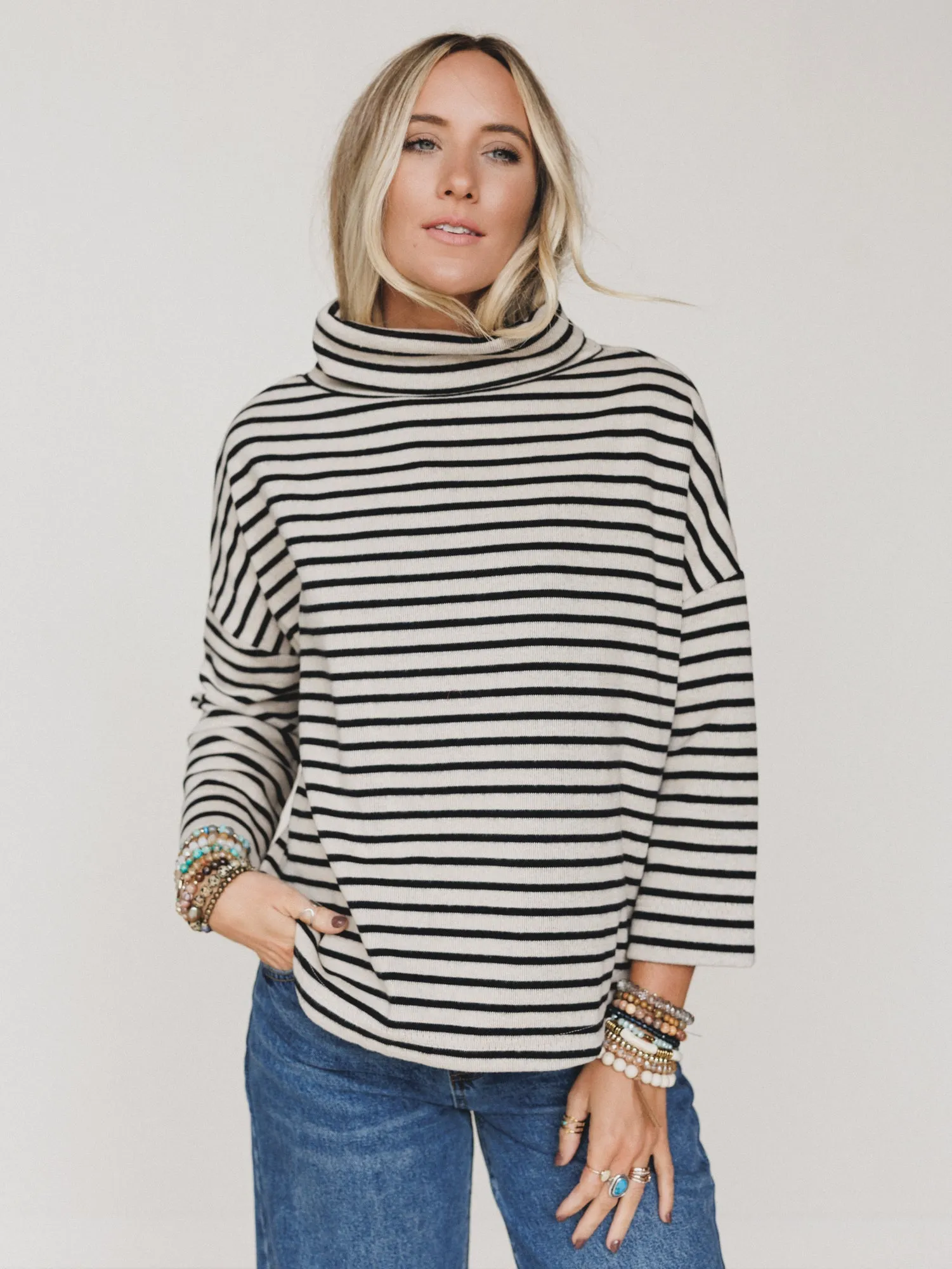 Brunch Club Striped Top - Taupe Multi sold by Three Bird Nest