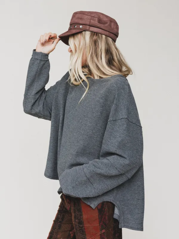 The Nest Essential Sweater Top - Charcoal sold by Three Bird Nest