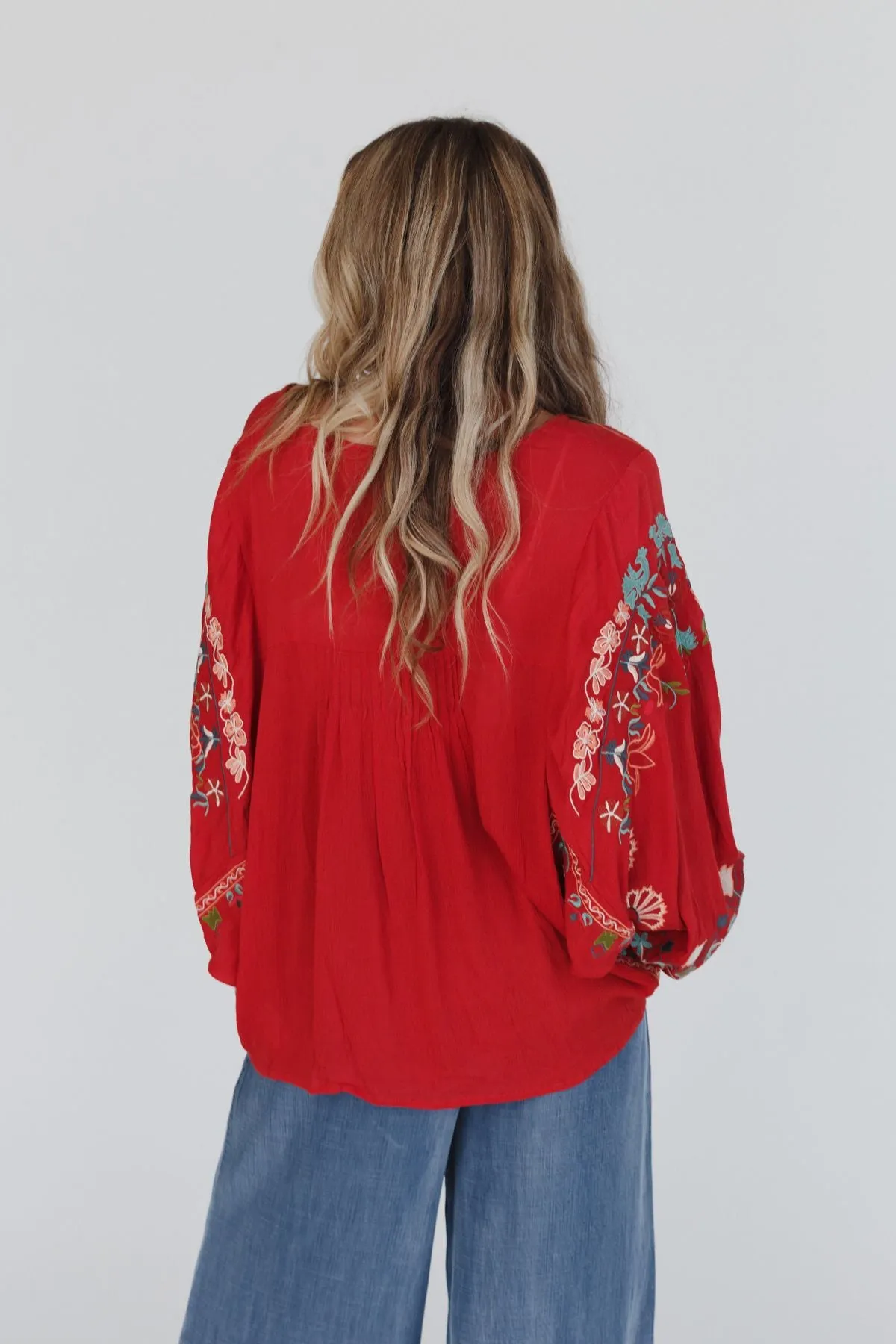 Frida Embroidered Dolman Sleeve Top - Red Orange sold by Three Bird Nest product image thumbnail 5
