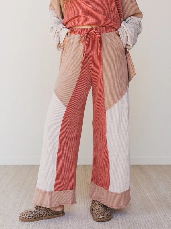 Made to Love Color Block Pants - Mauve sold by Three Bird Nest