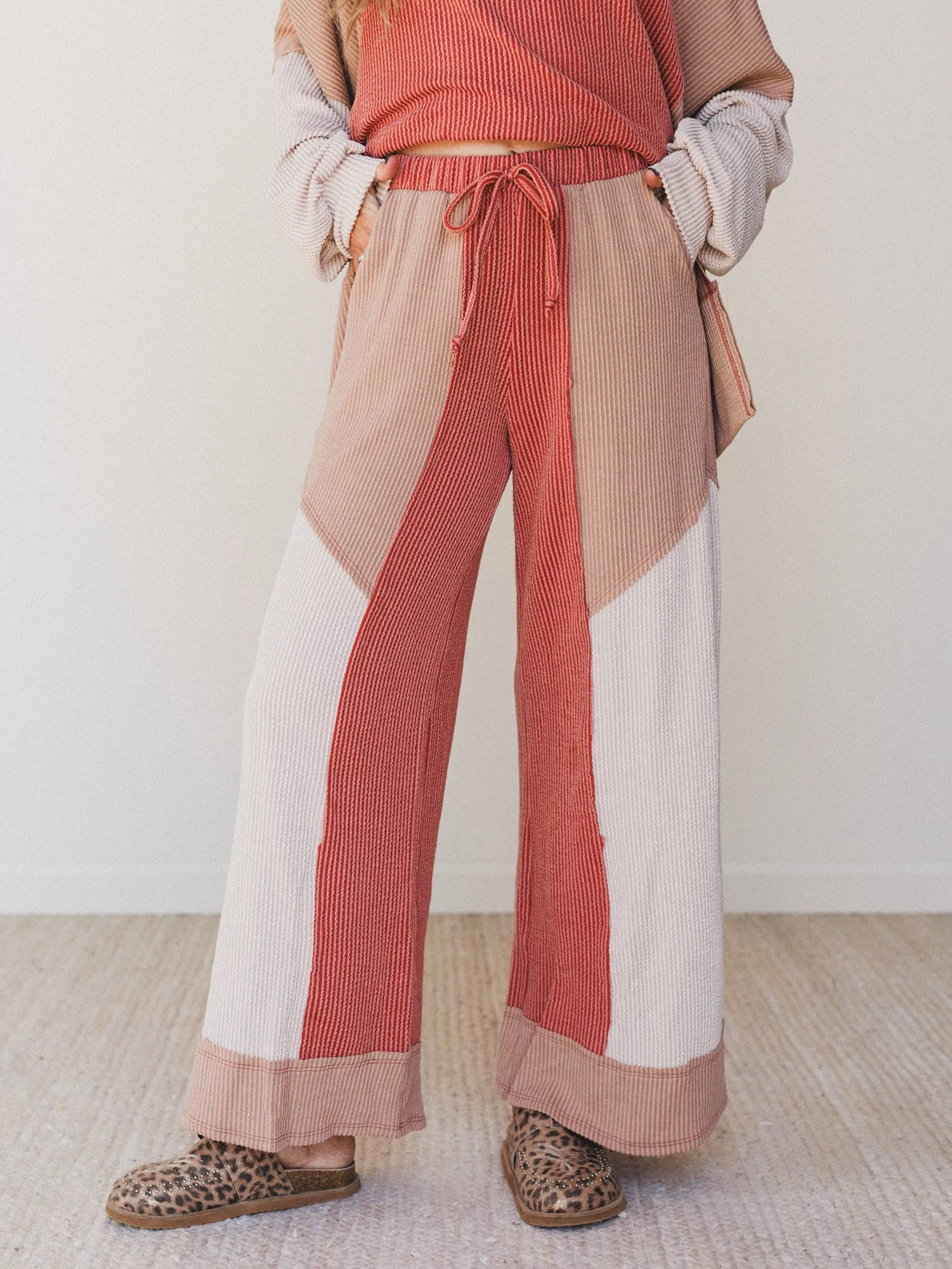 Made to Love Color Block Pants - Mauve sold by Three Bird Nest