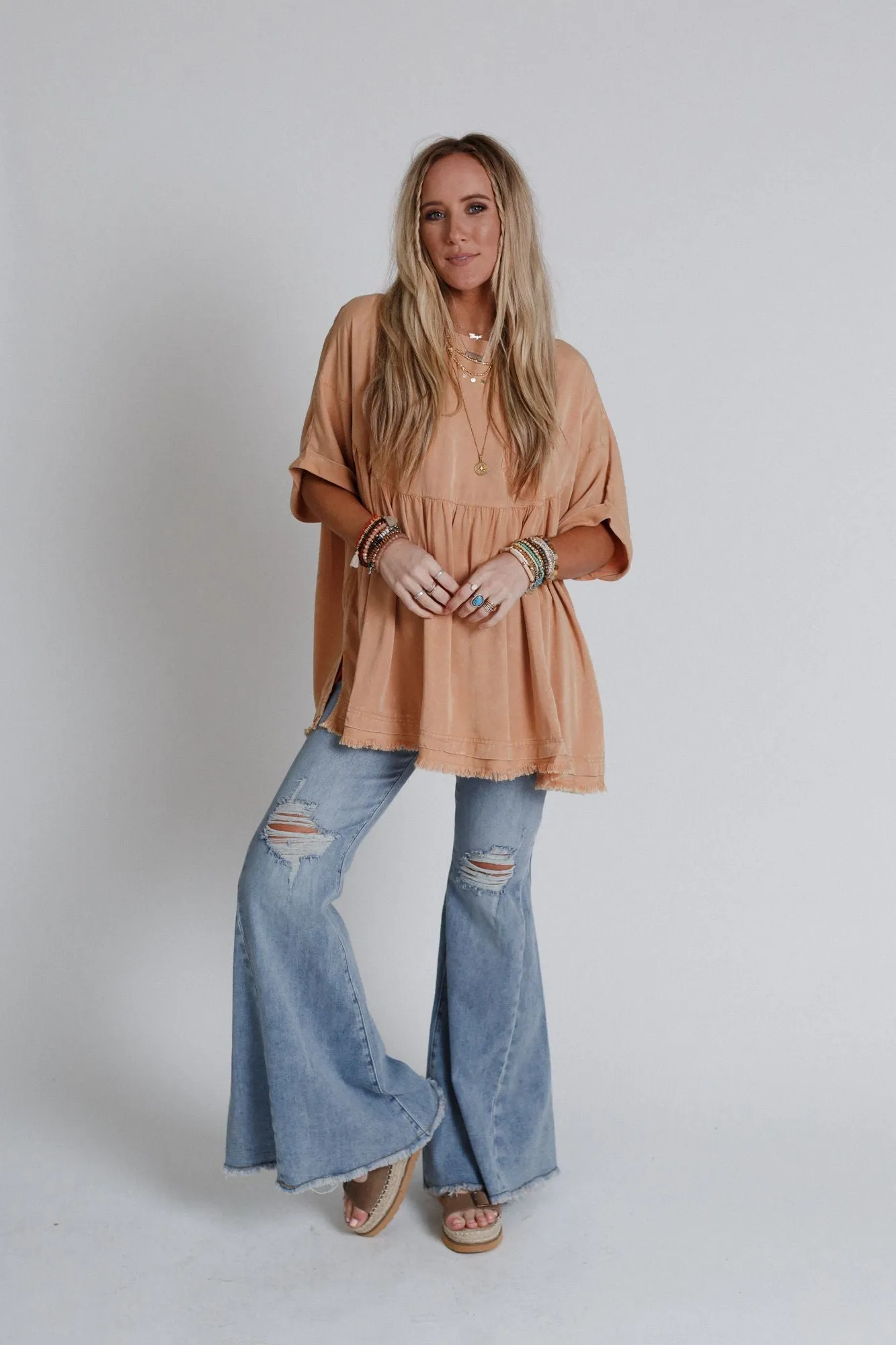 The Good Life Oversized Top - Peach sold by Three Bird Nest product image thumbnail 4