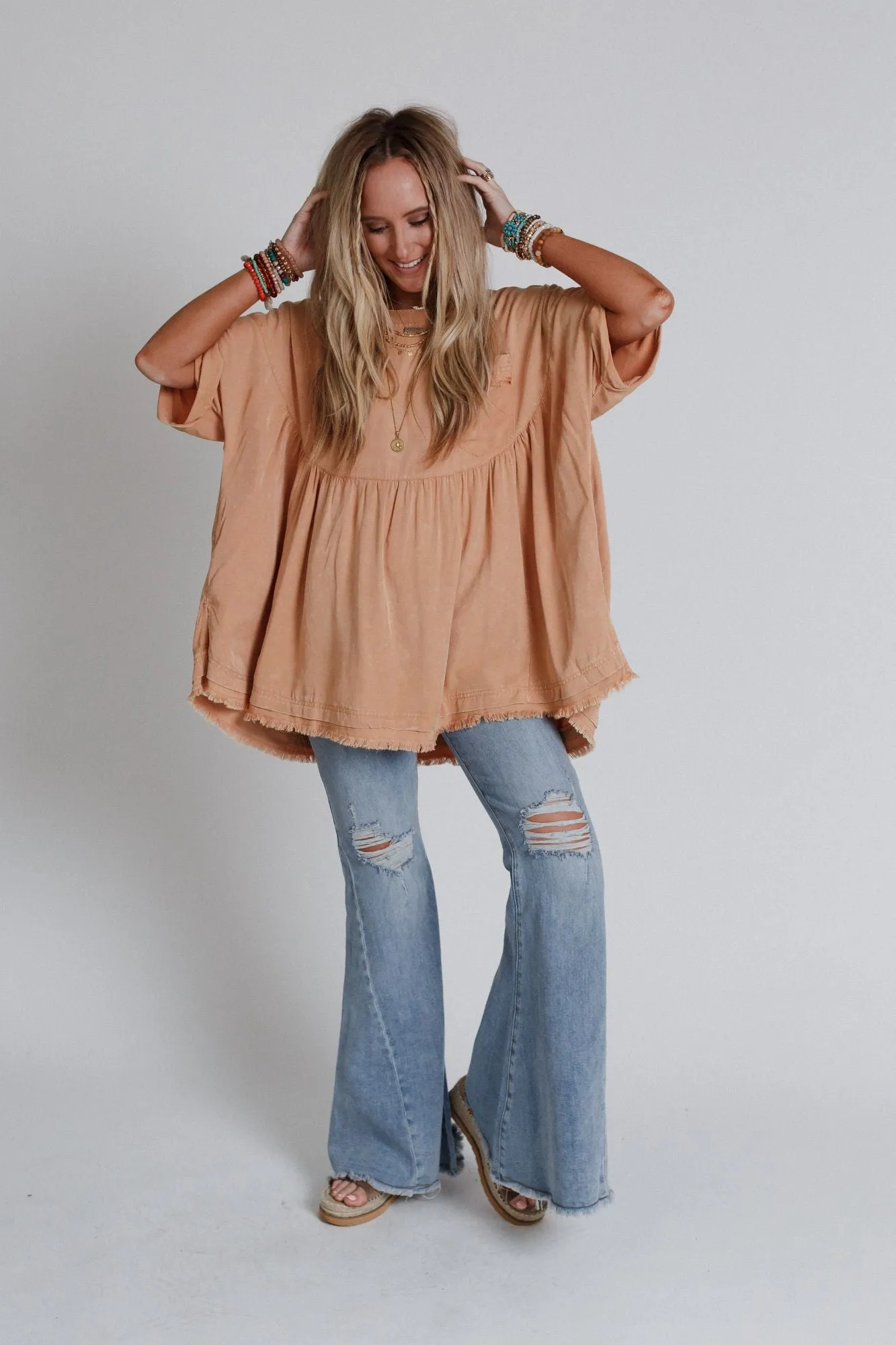 The Good Life Oversized Top - Peach sold by Three Bird Nest product image thumbnail 3