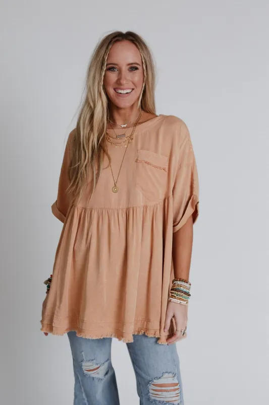 The Good Life Oversized Top - Peach sold by Three Bird Nest