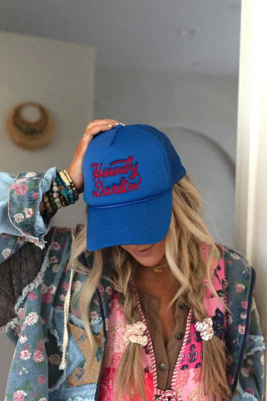 Howdy Darlin Trucker Hat - Blue sold by Three Bird Nest