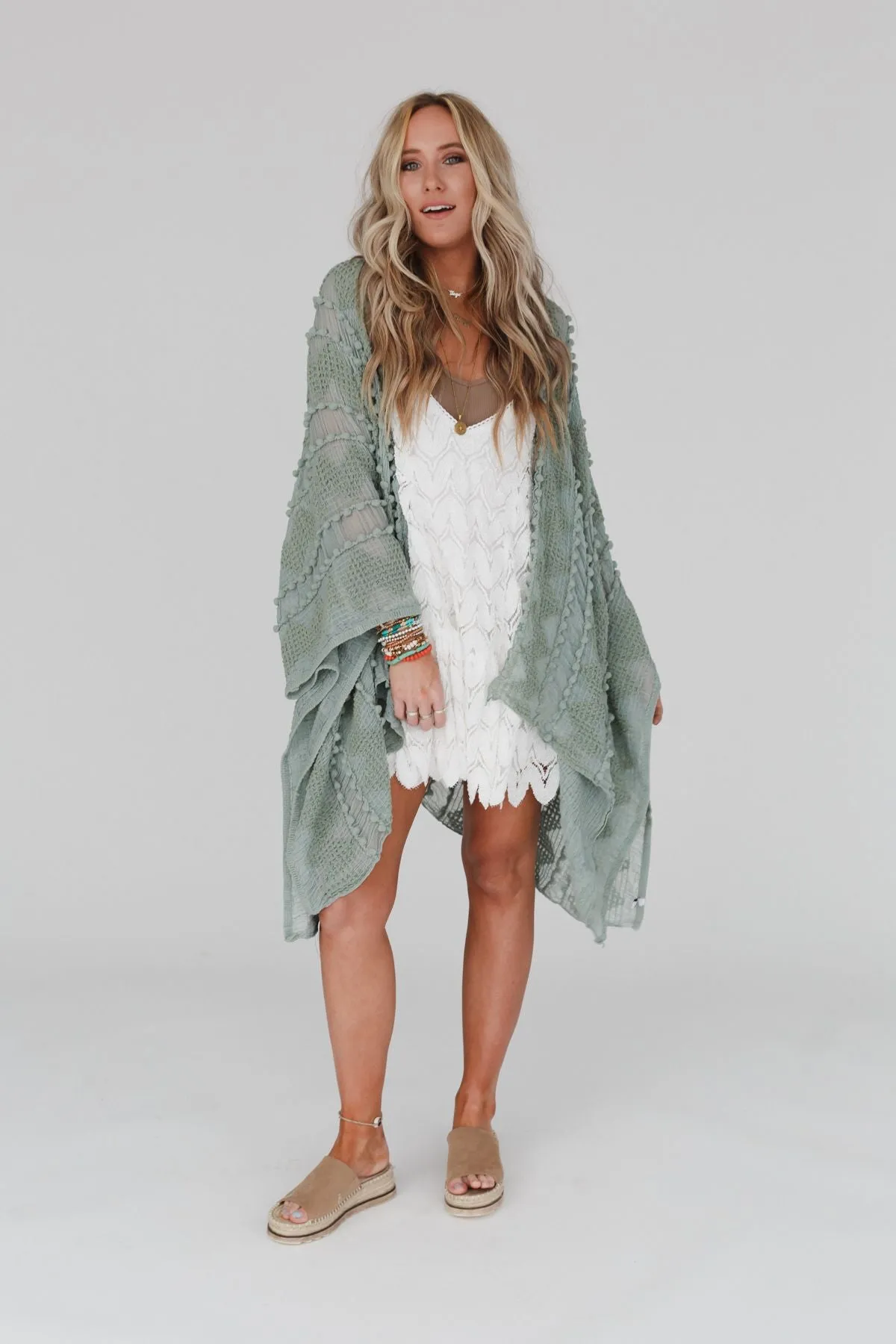 Bali Embroidered Kimono - Sage sold by Three Bird Nest product image thumbnail 2