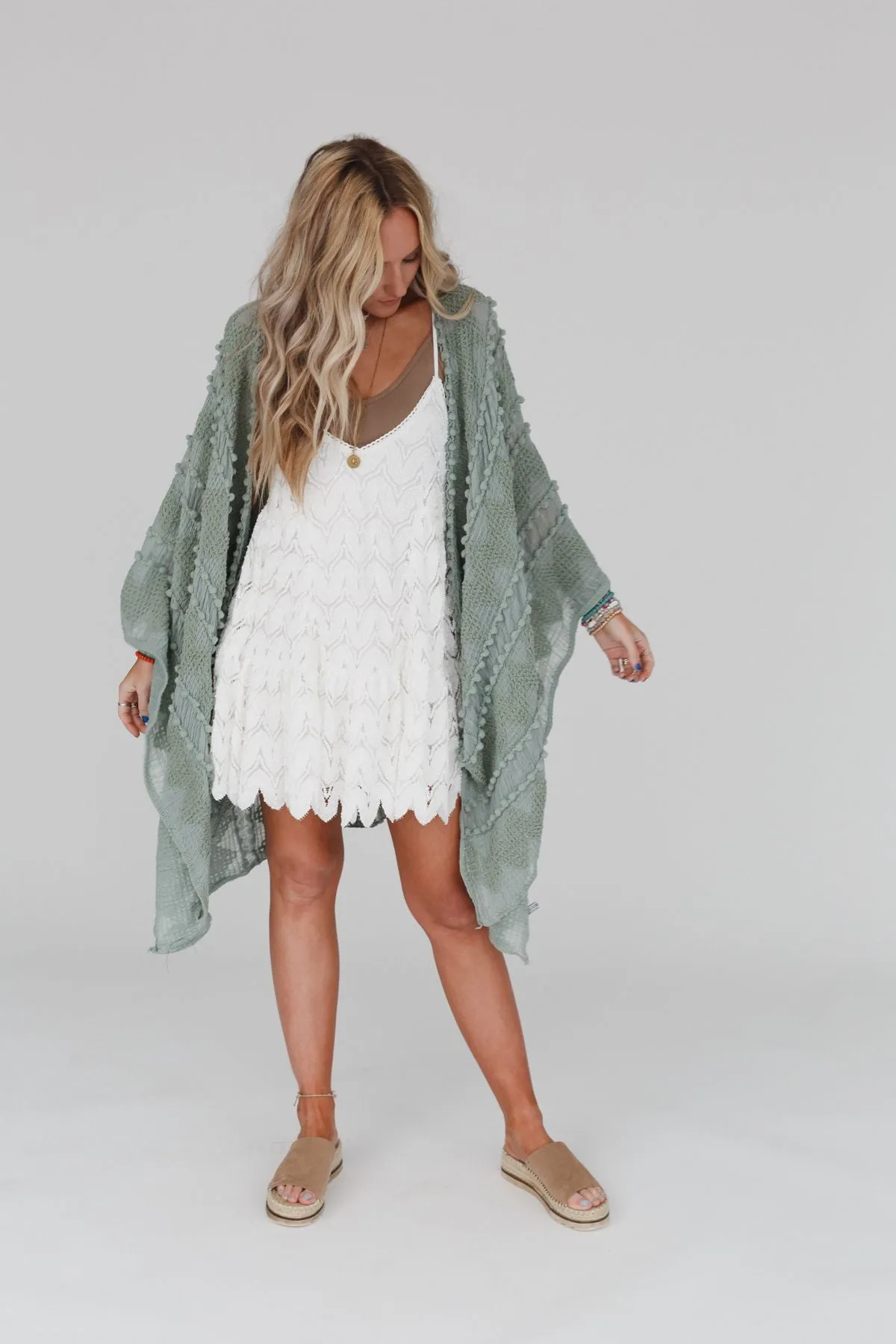 Bali Embroidered Kimono - Sage sold by Three Bird Nest product image thumbnail 4