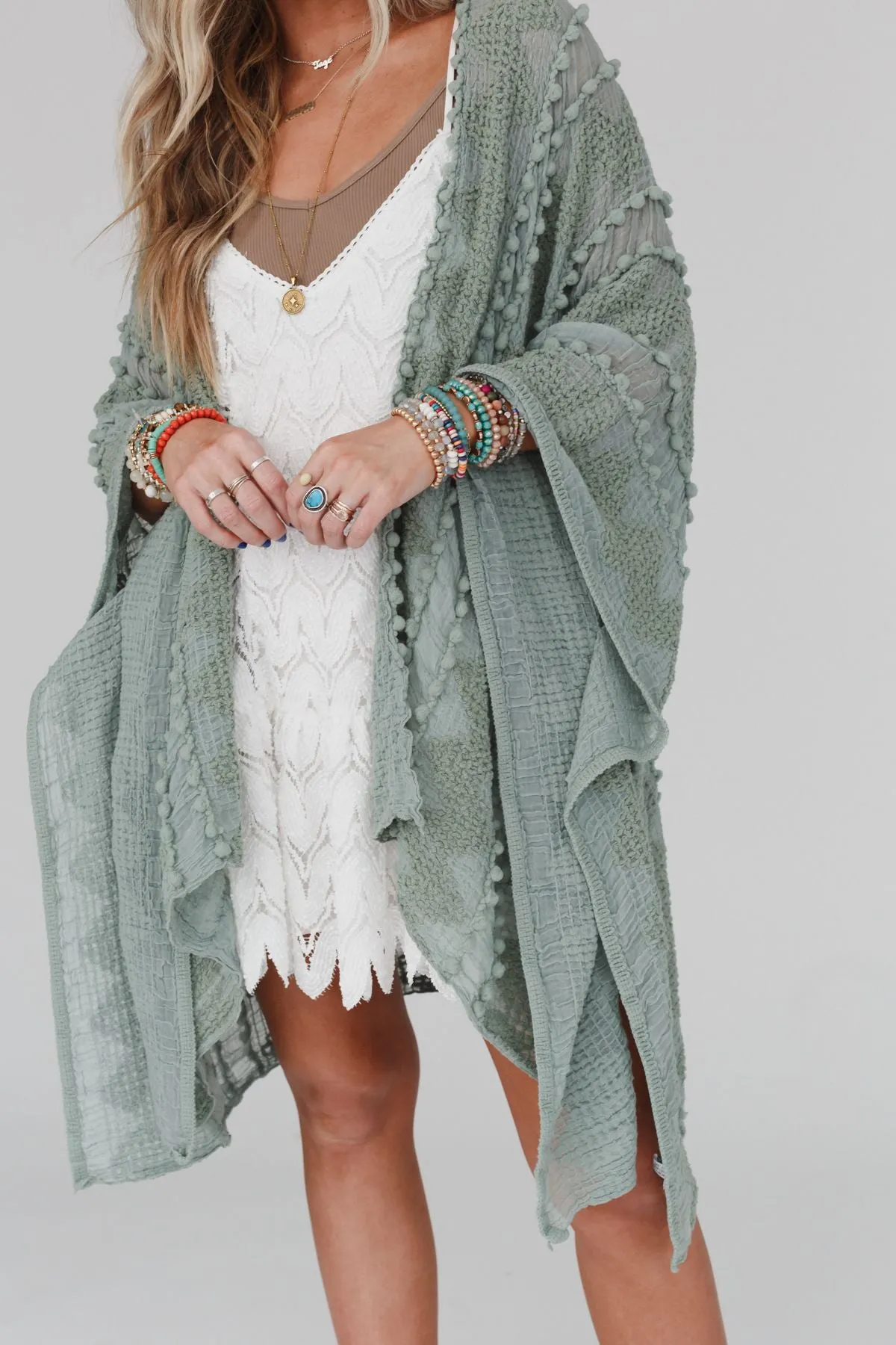 Bali Embroidered Kimono - Sage sold by Three Bird Nest product image thumbnail 5