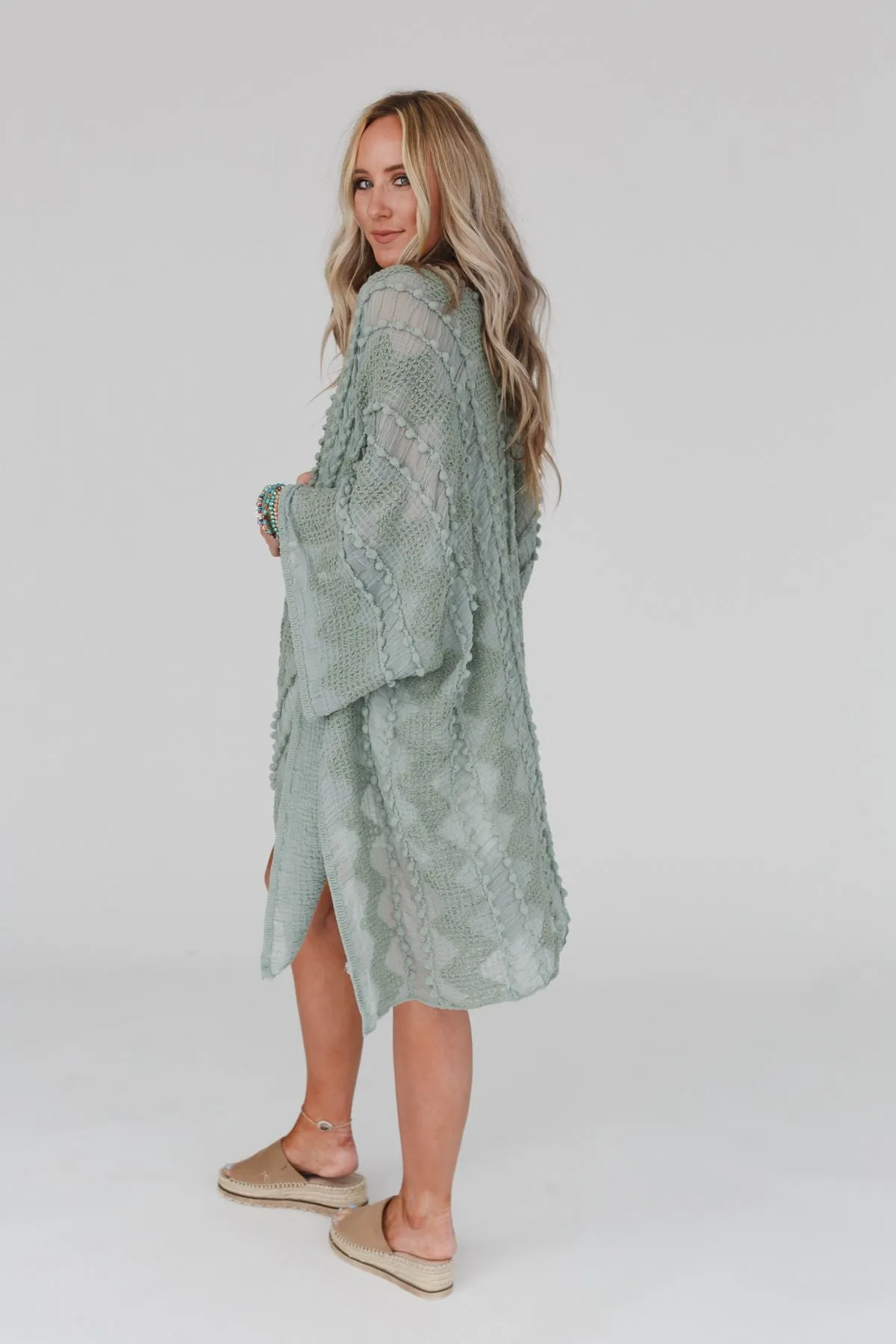 Bali Embroidered Kimono - Sage sold by Three Bird Nest product image thumbnail 3