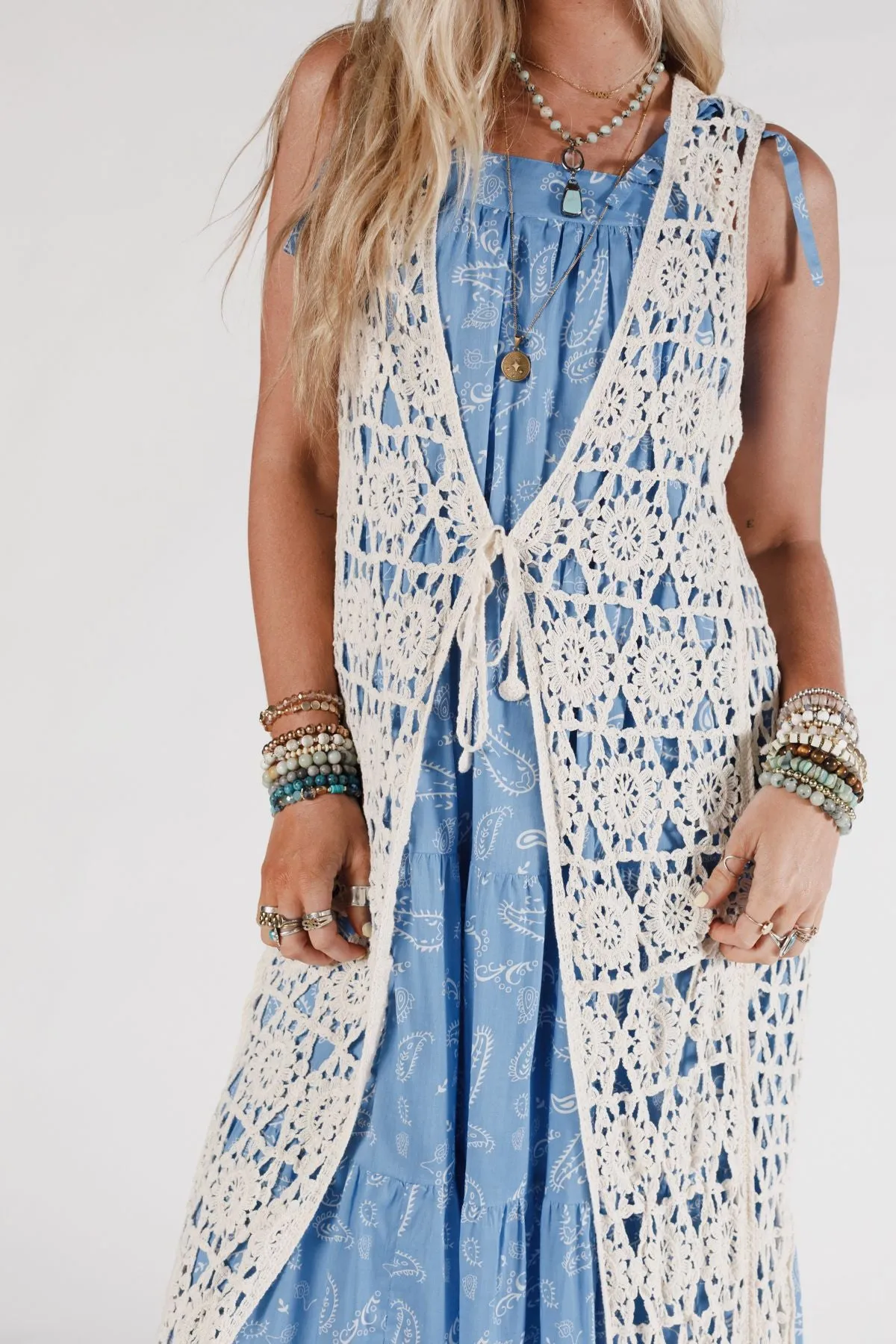 Crawford Crochet Duster - Beige sold by Three Bird Nest product image thumbnail 2