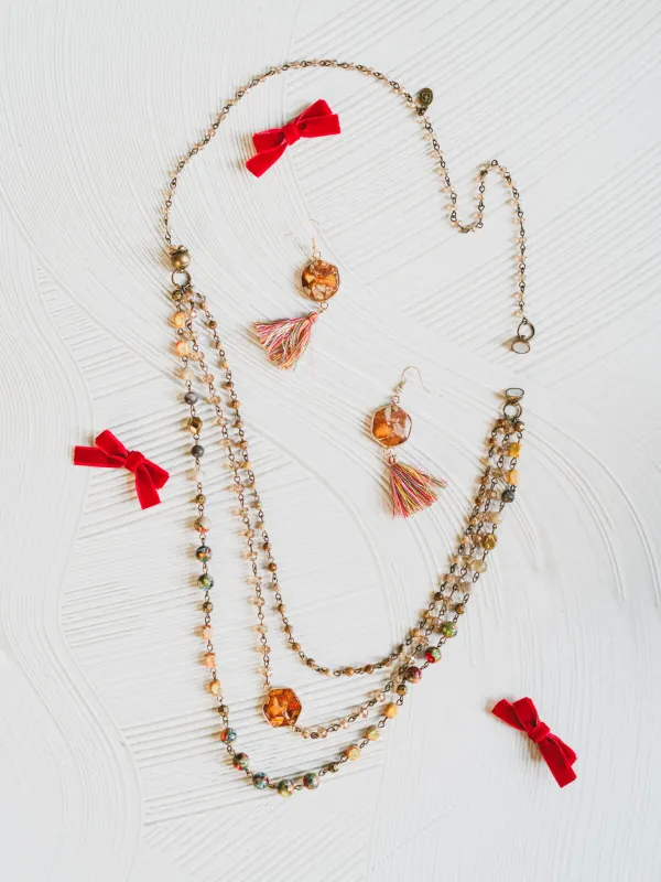 Geometric Glow 2 Piece Jewelry Bundle - Orange sold by Three Bird Nest