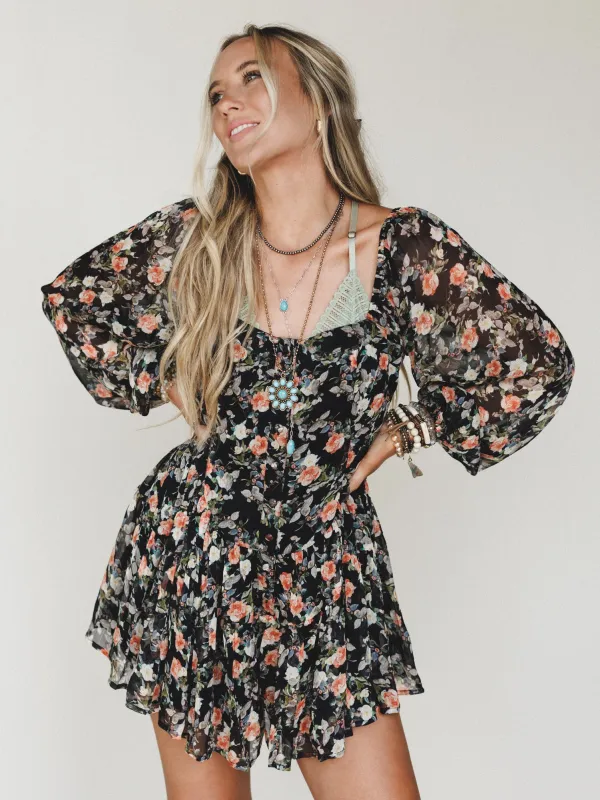 Wildflower Letters Romper - Black sold by Three Bird Nest