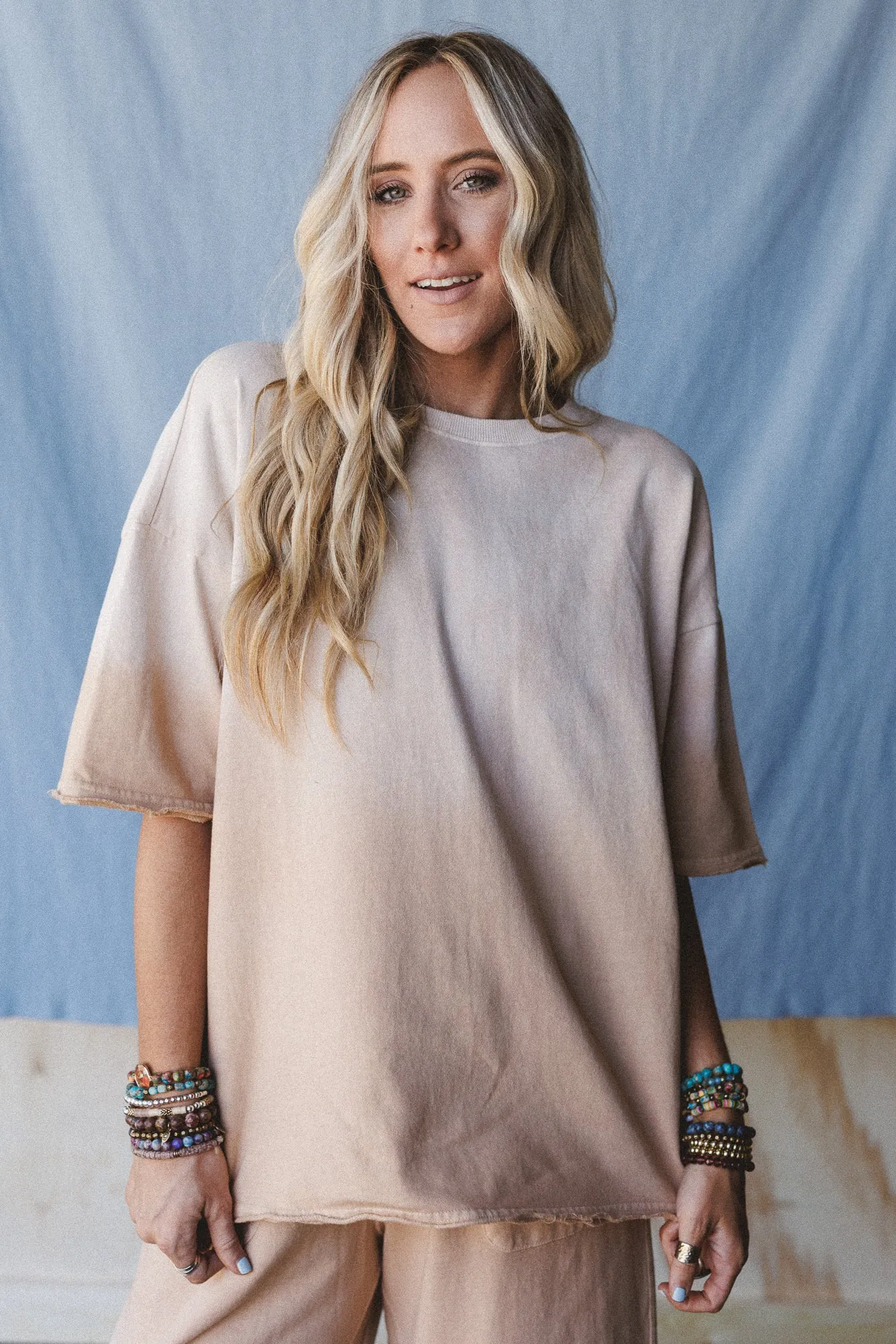 Sunset Waves Terry Knit Top - Toast sold by Three Bird Nest product image thumbnail 2