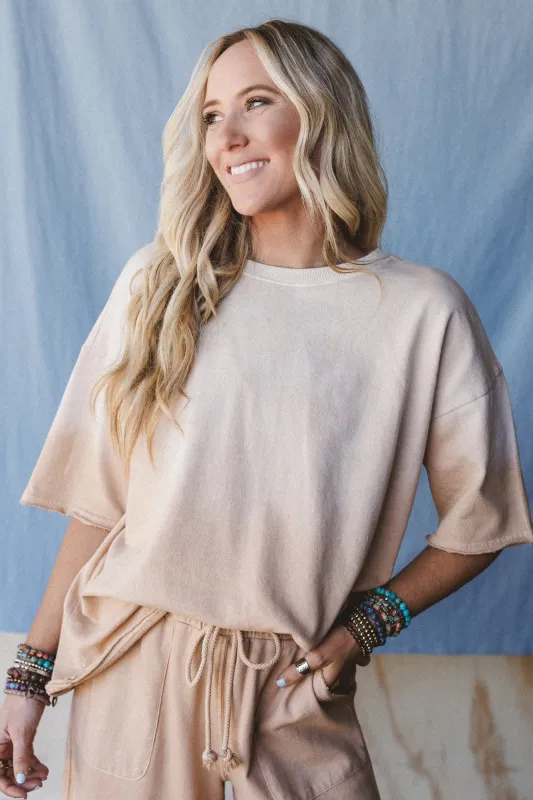 Sunset Waves Terry Knit Top - Toast sold by Three Bird Nest