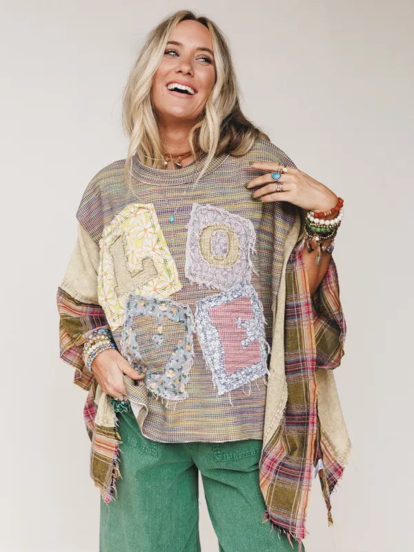 Soft Heart Patchwork Top - Olive sold by Three Bird Nest