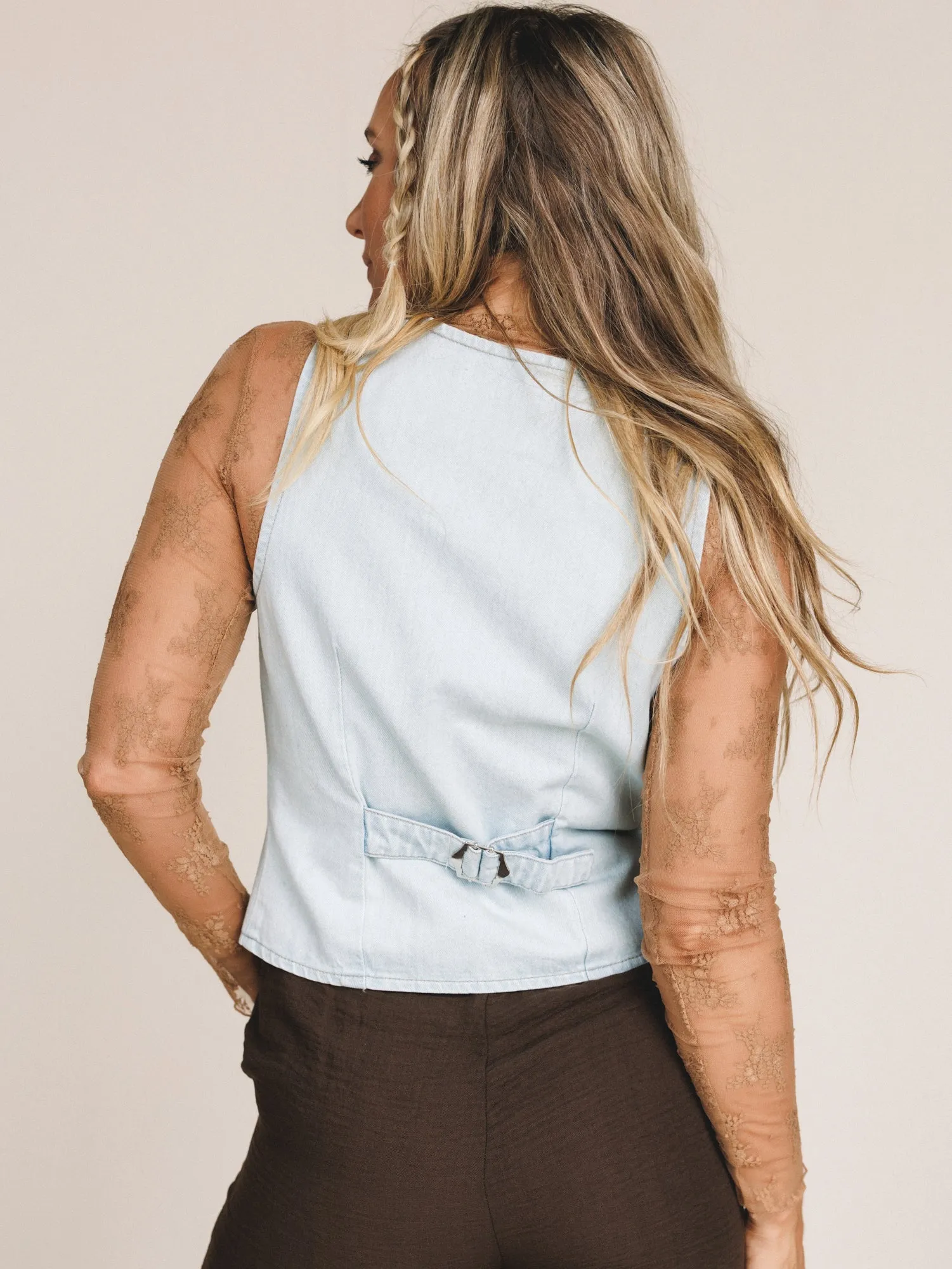 To The Top Denim Vest - Light Wash sold by Three Bird Nest product image thumbnail 5