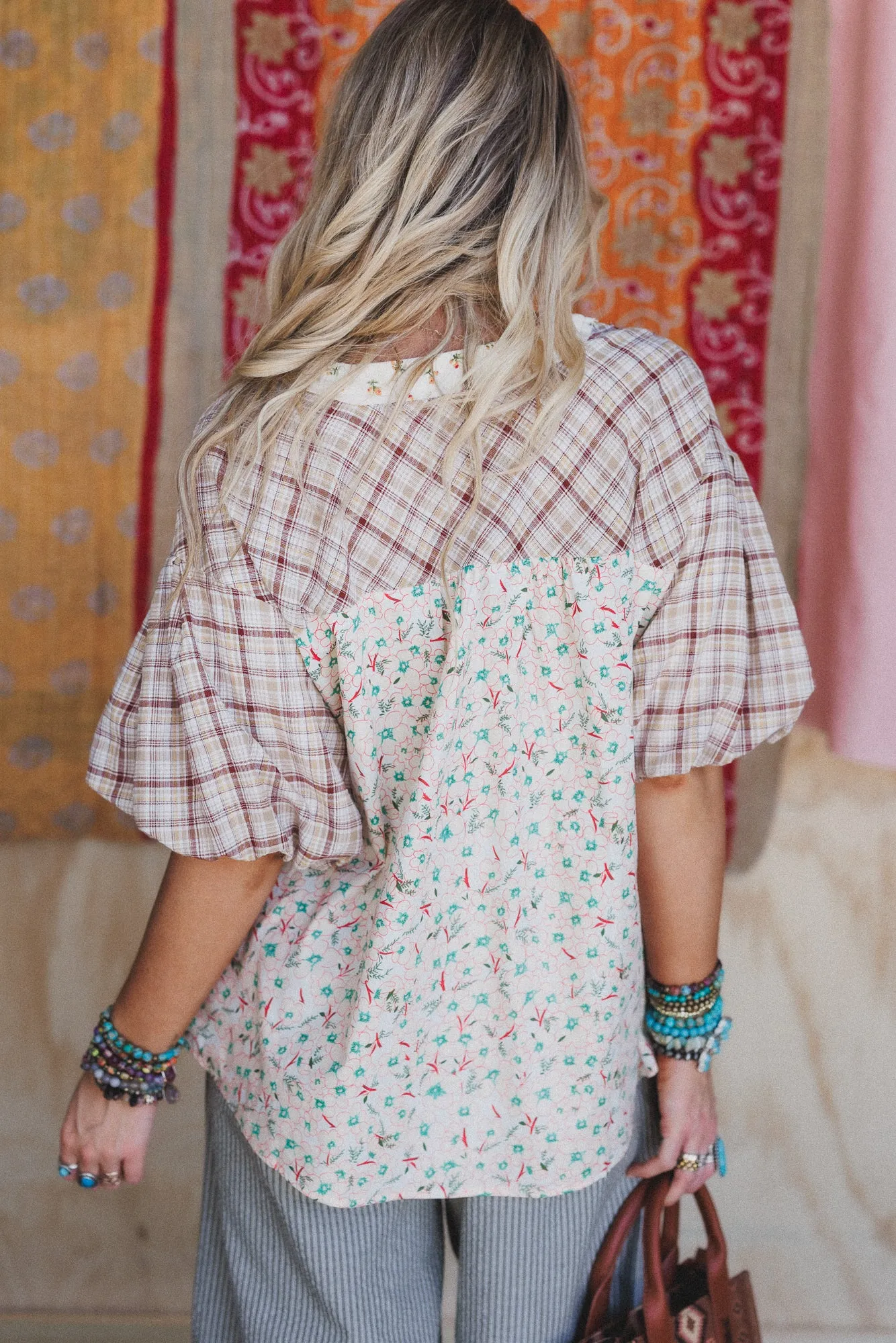 Wild Chamomile Bubble Sleeve Top - Natural sold by Three Bird Nest product image thumbnail 2