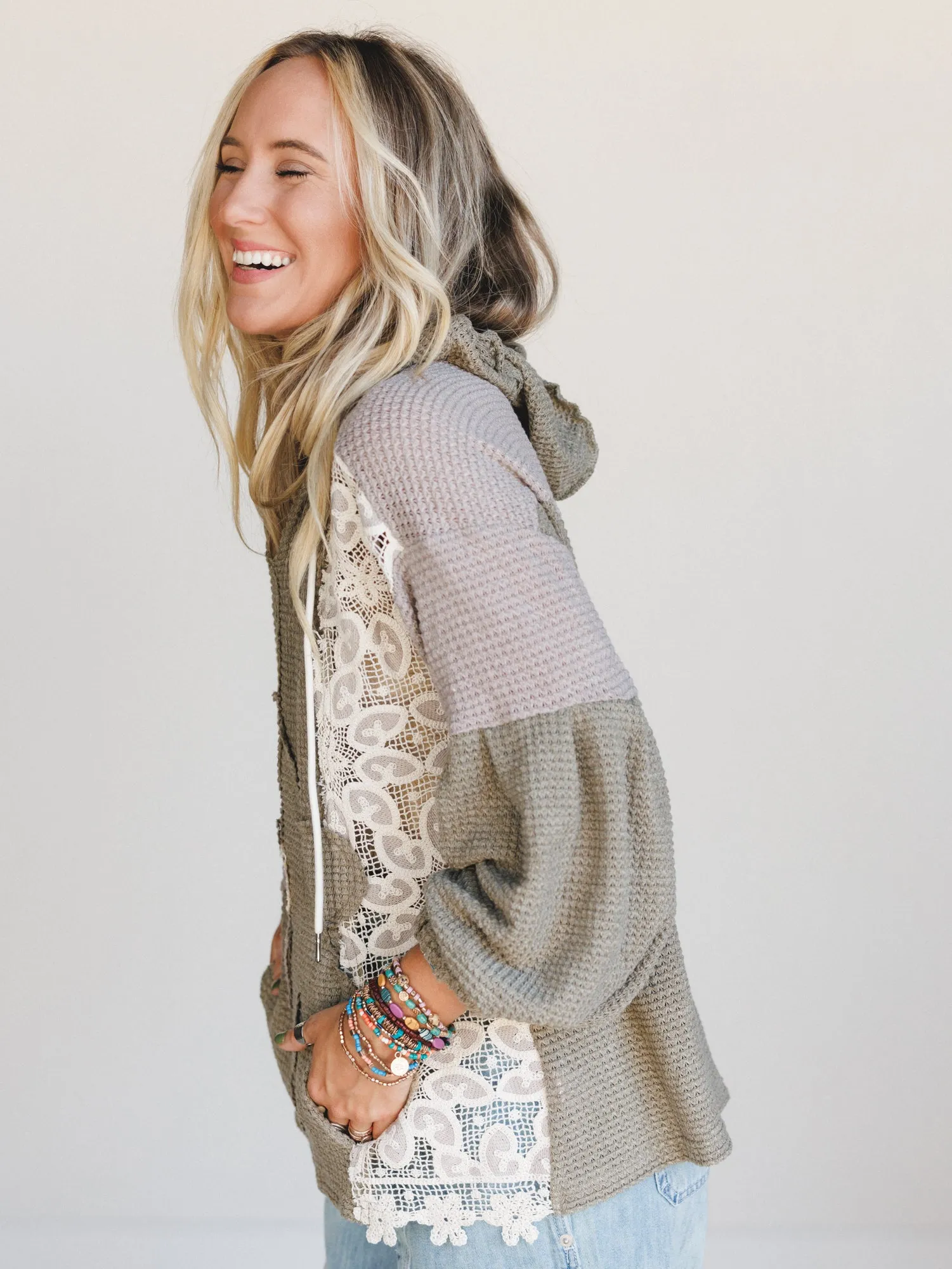 Lace Bliss Flower Patch Top - Olive sold by Three Bird Nest product image thumbnail 2