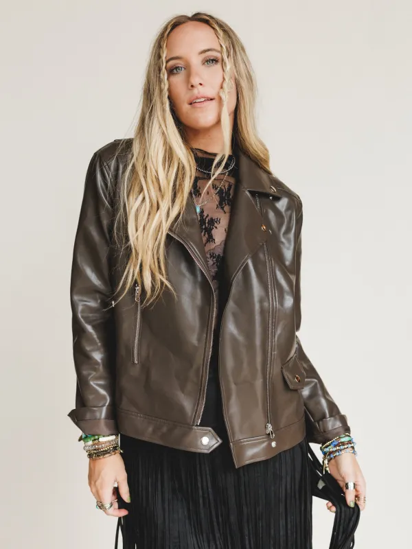 The Nest Soft Rebel Jacket - Brown sold by Three Bird Nest