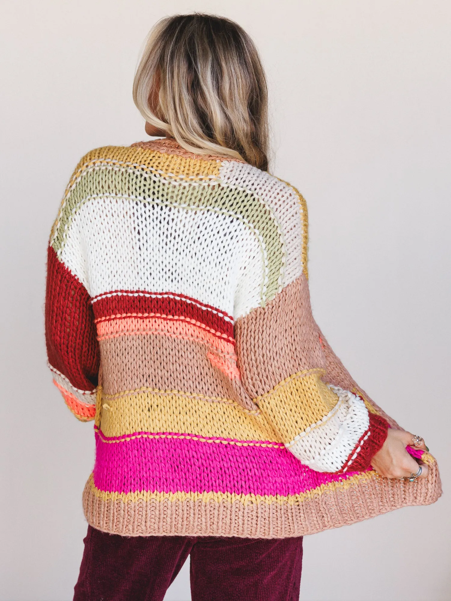 Down By The Bay Striped Cardigan - Brick sold by Three Bird Nest product image thumbnail 5