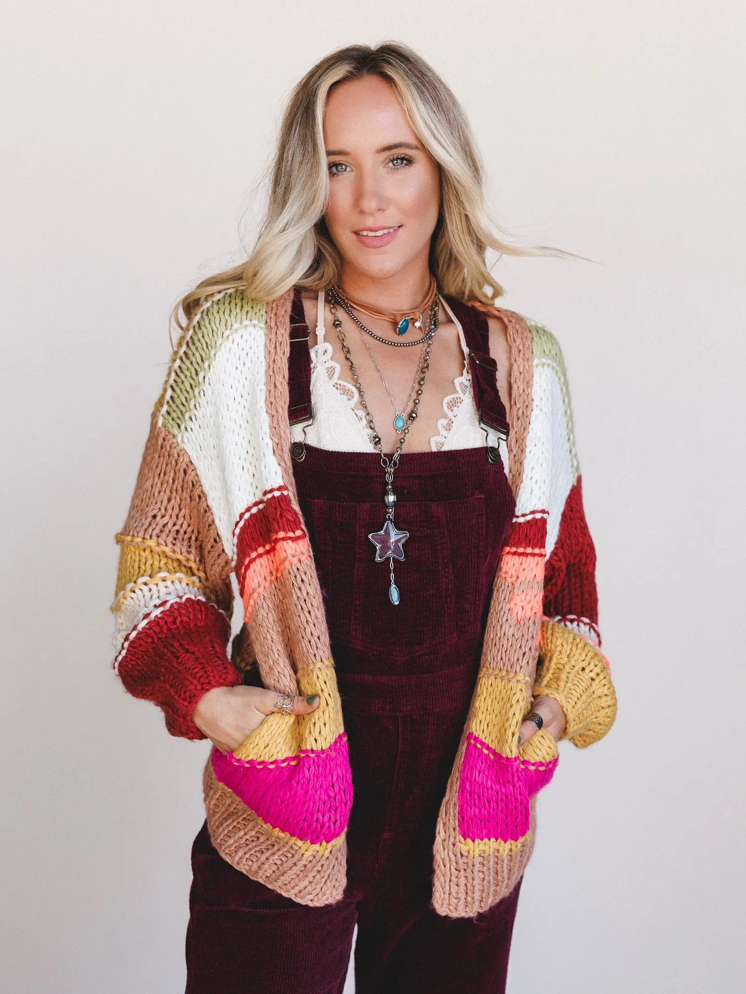 Down By The Bay Striped Cardigan - Brick sold by Three Bird Nest product image thumbnail 3