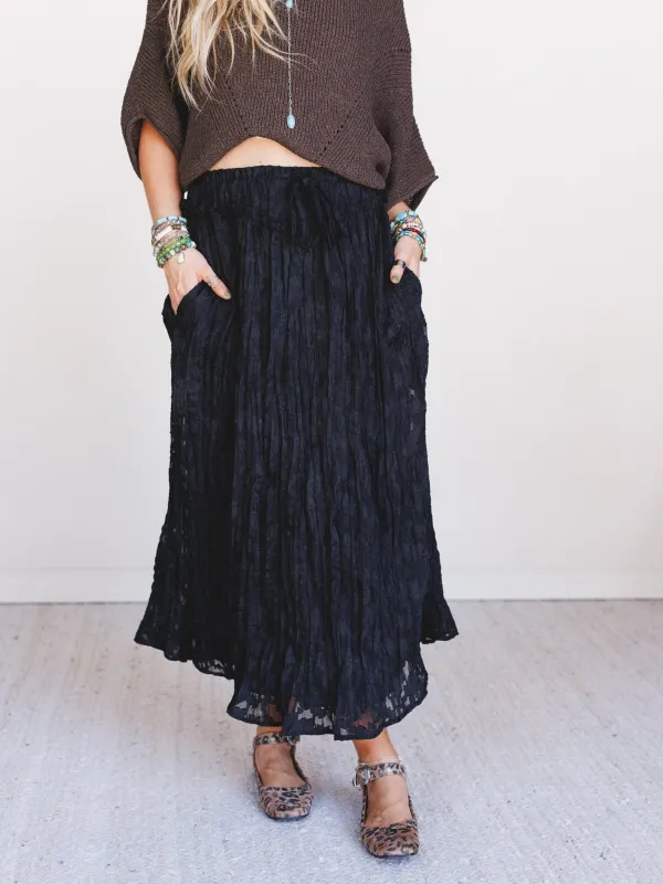 Coyote Bloom Floral Maxi Skirt - Black sold by Three Bird Nest