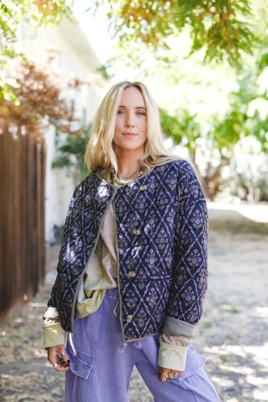 Homestead Hug Floral Jacket - Blue made by Inloom