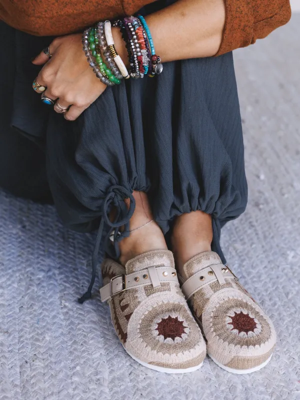 Stepping Easy Crochet Mules - Taupe sold by Three Bird Nest
