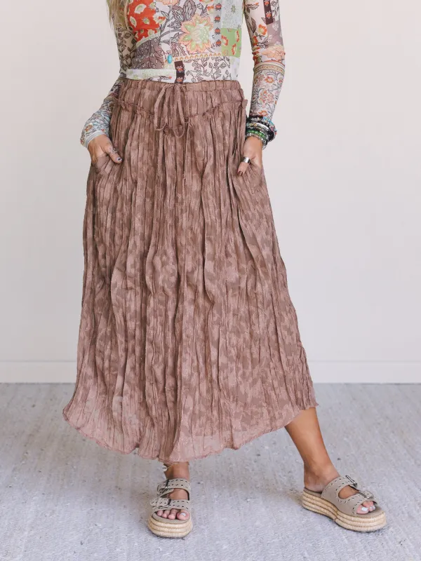 Coyote Bloom Floral Maxi Skirt - Brown sold by Three Bird Nest